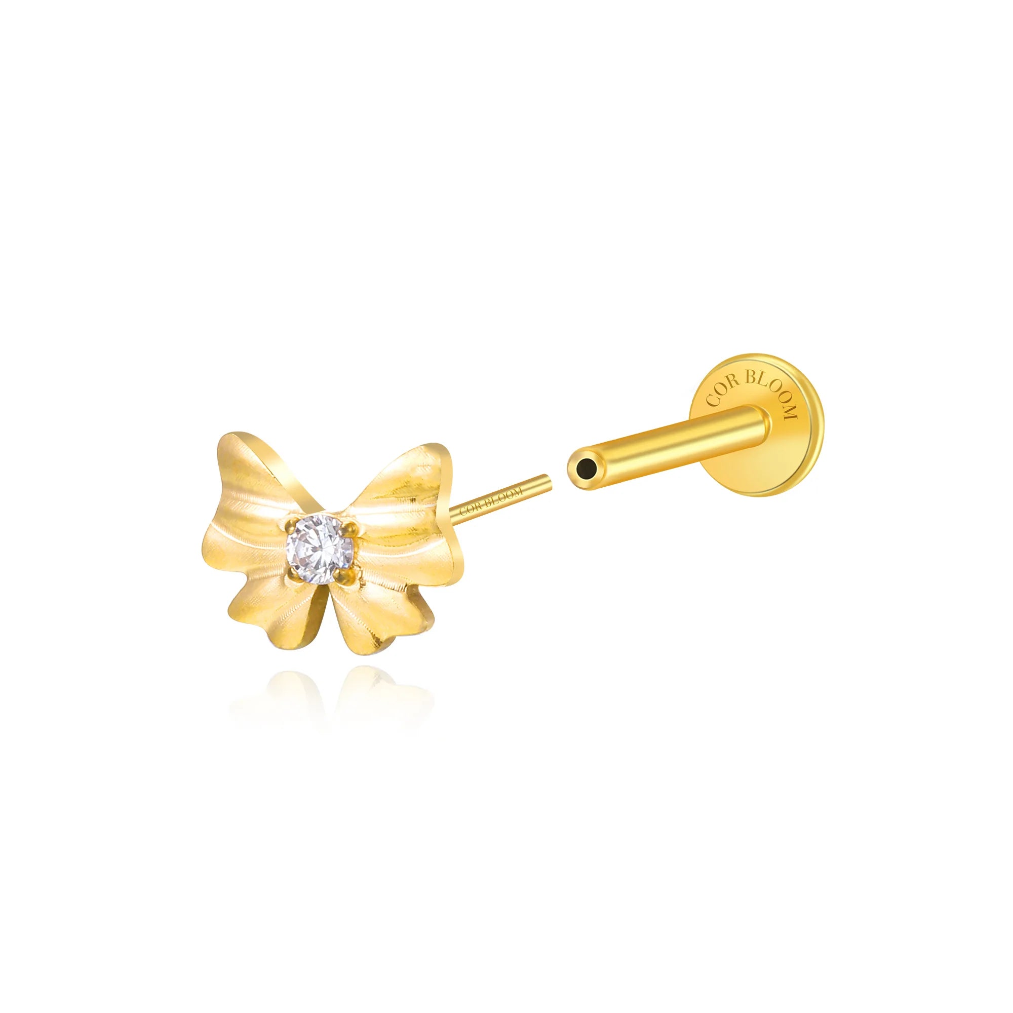 Titanium Diamond Ribbon Bow Stud