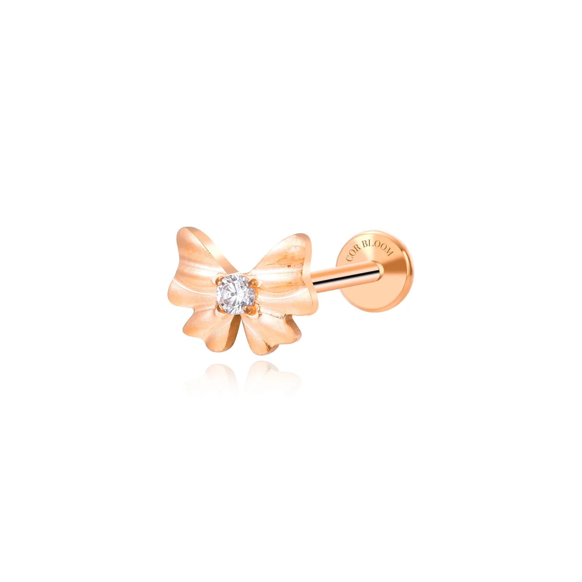 Titanium Diamond Ribbon Bow Stud