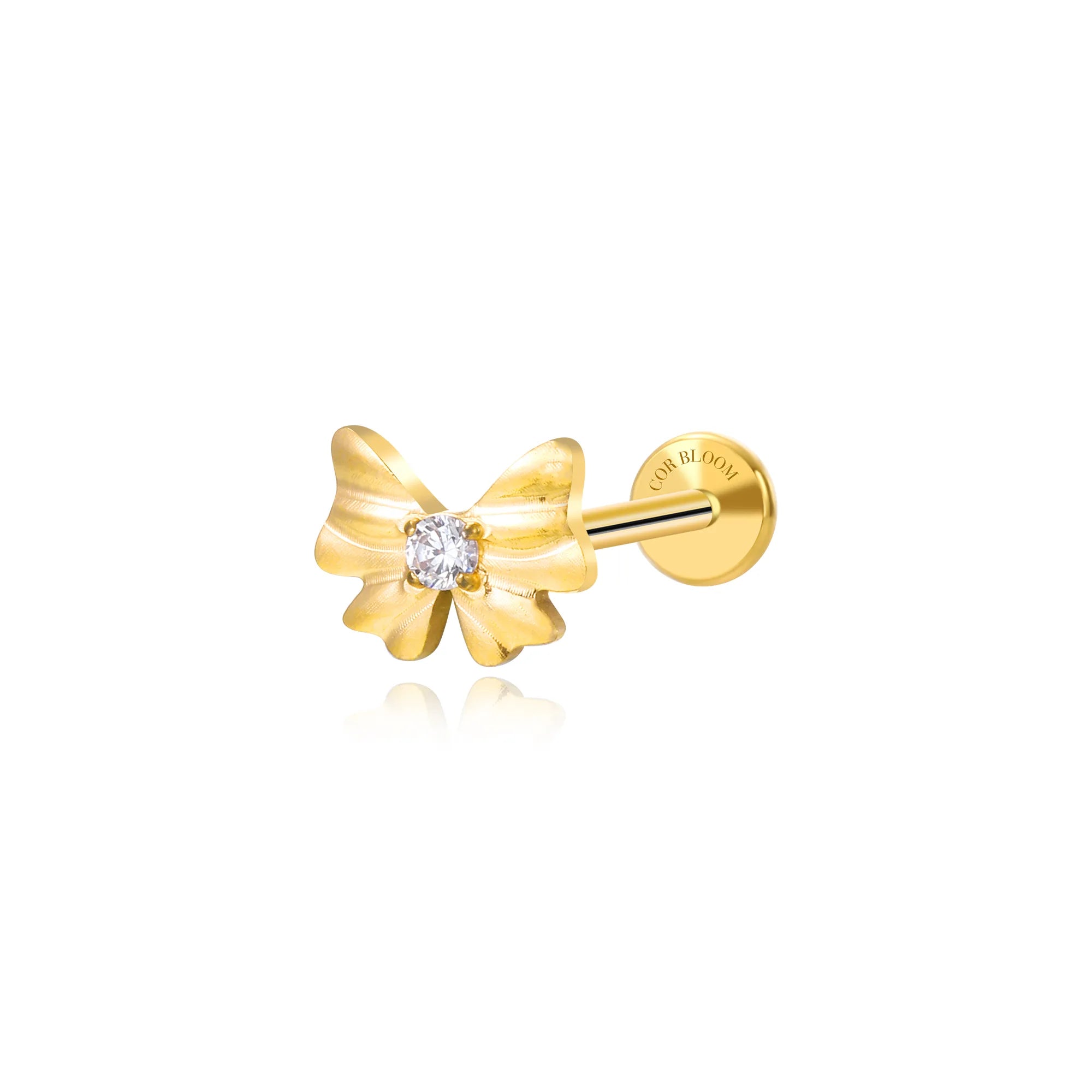 Titanium Diamond Ribbon Bow Stud