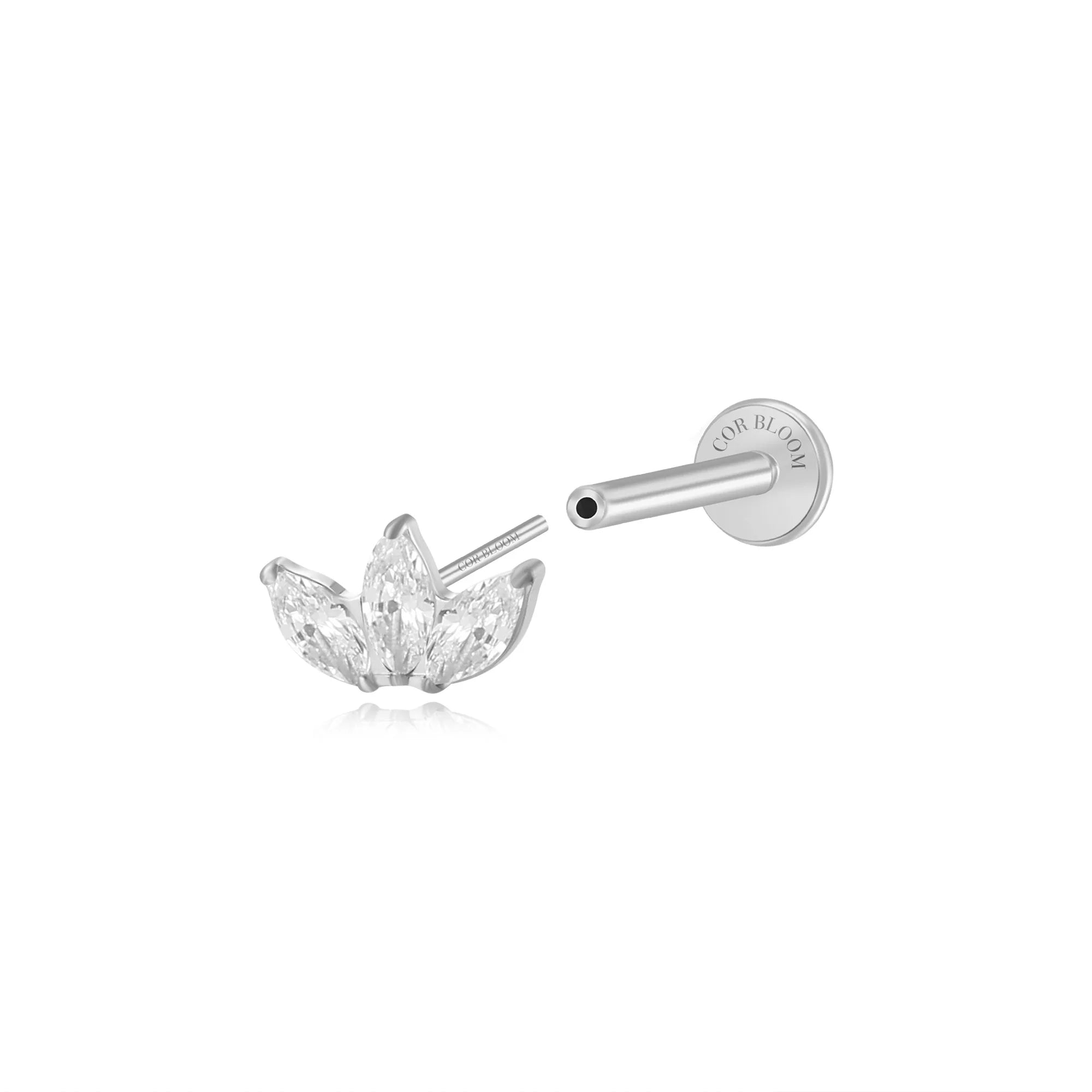 Titanium Diamond 3-Petal Flat Back Stud