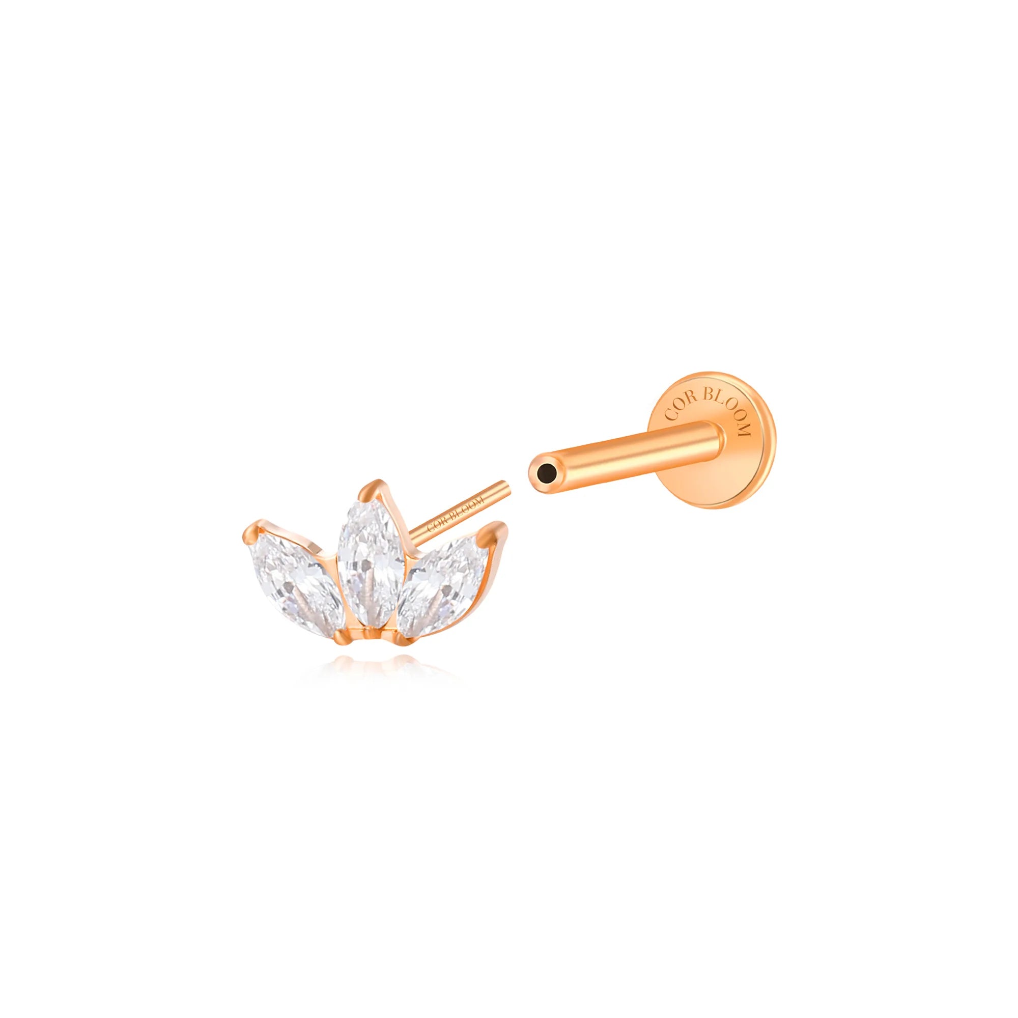 Titanium Diamond 3-Petal Flat Back Stud