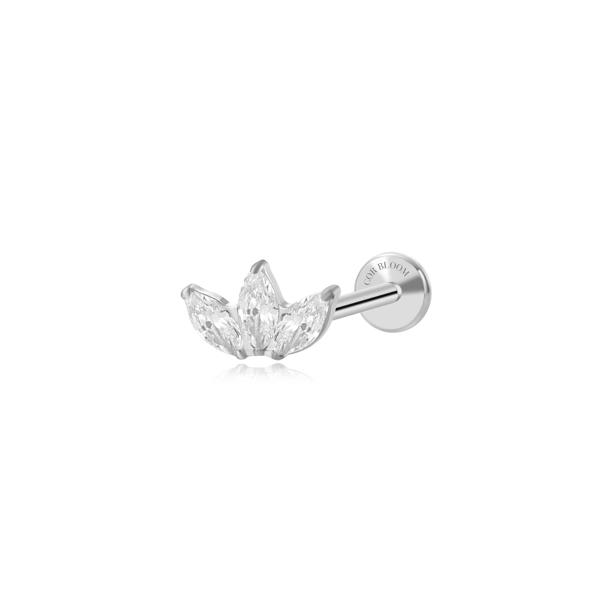 Titanium Diamond 3-Petal Flat Back Stud