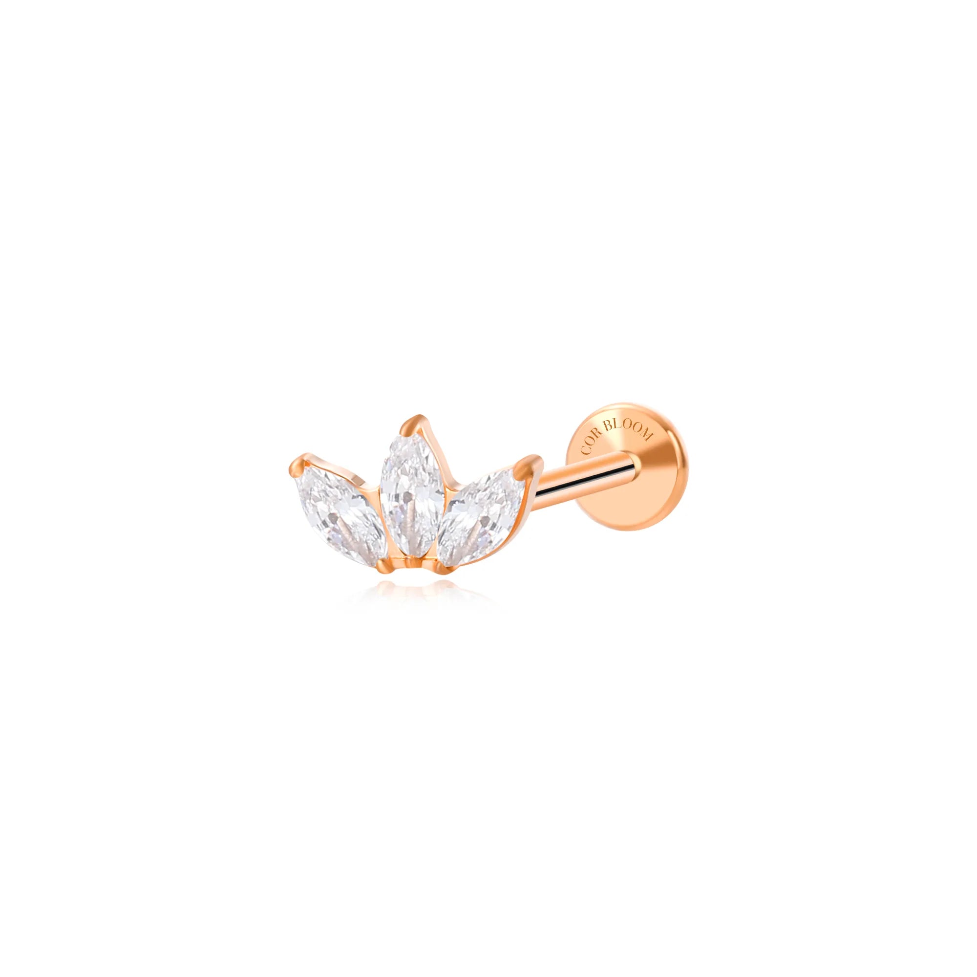 Titanium Diamond 3-Petal Flat Back Stud