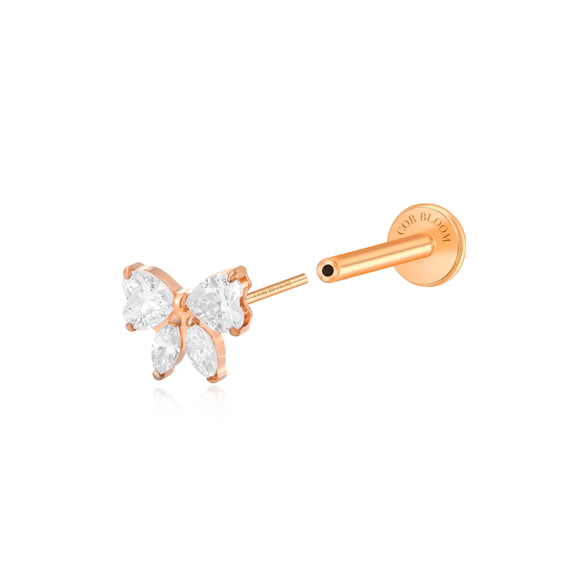 Titanium Daphne Diamond Ribbon Bow Flat Back Stud