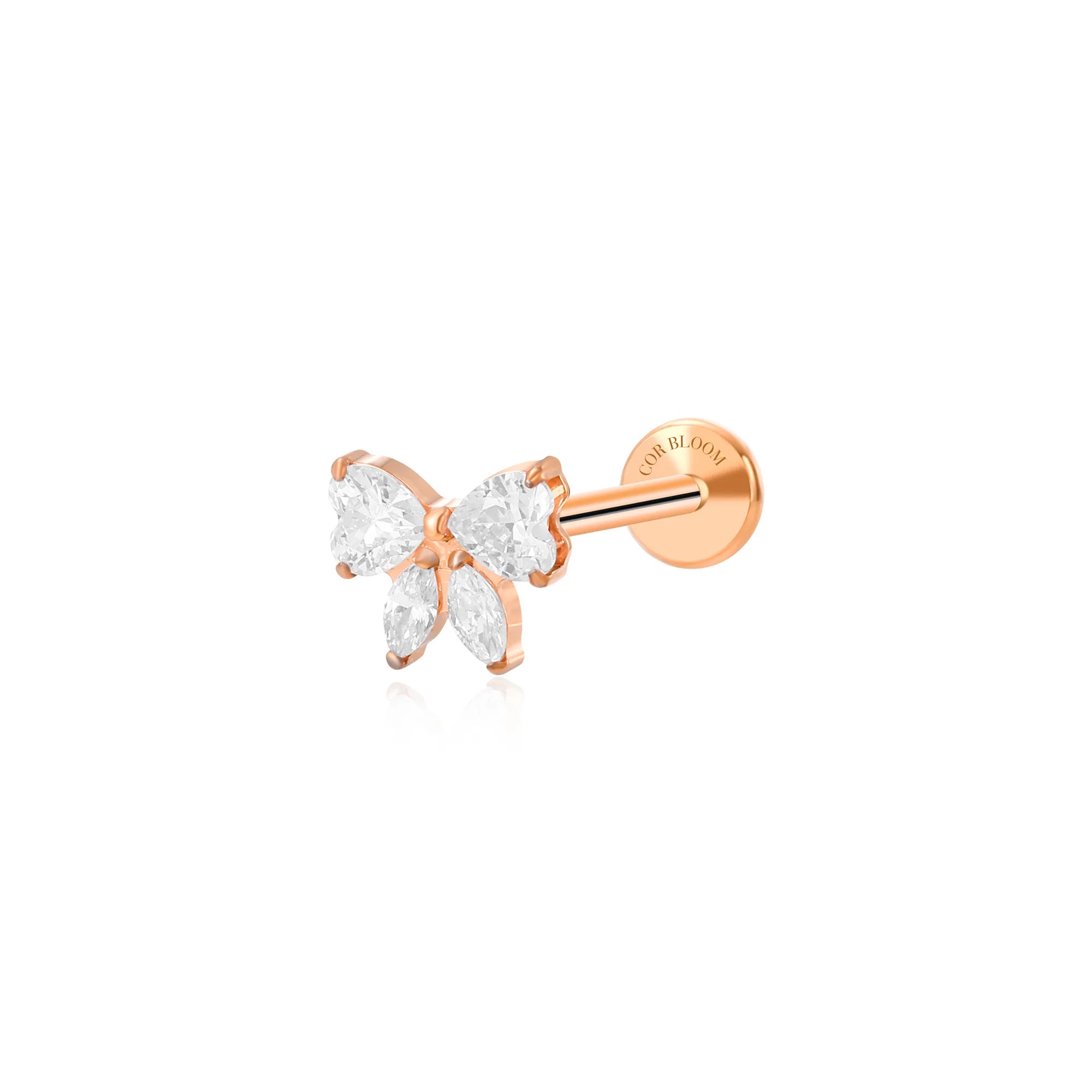 Titanium Daphne Diamond Ribbon Bow Flat Back Stud