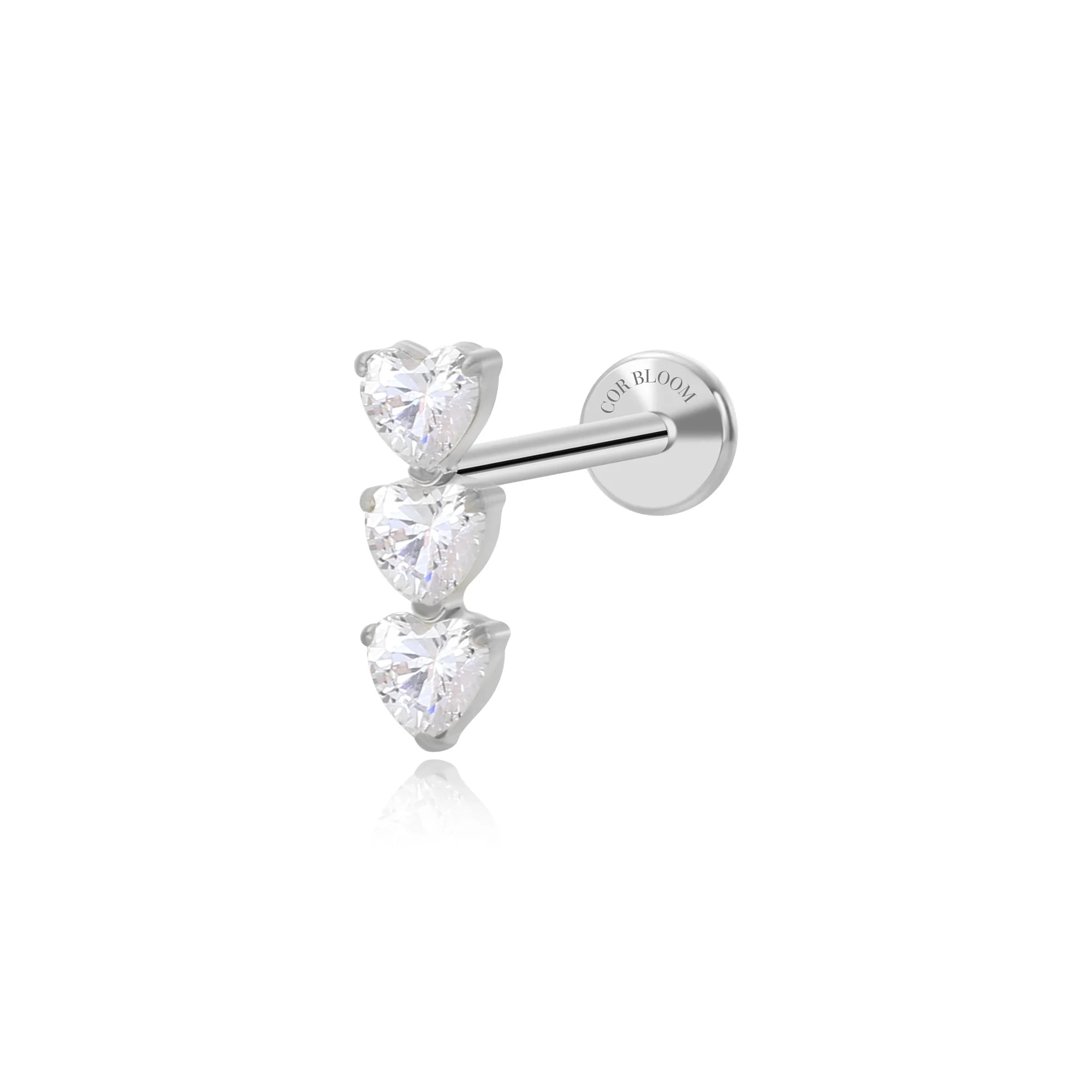 Titanium Adelpha Trio Pure White Heart Stud