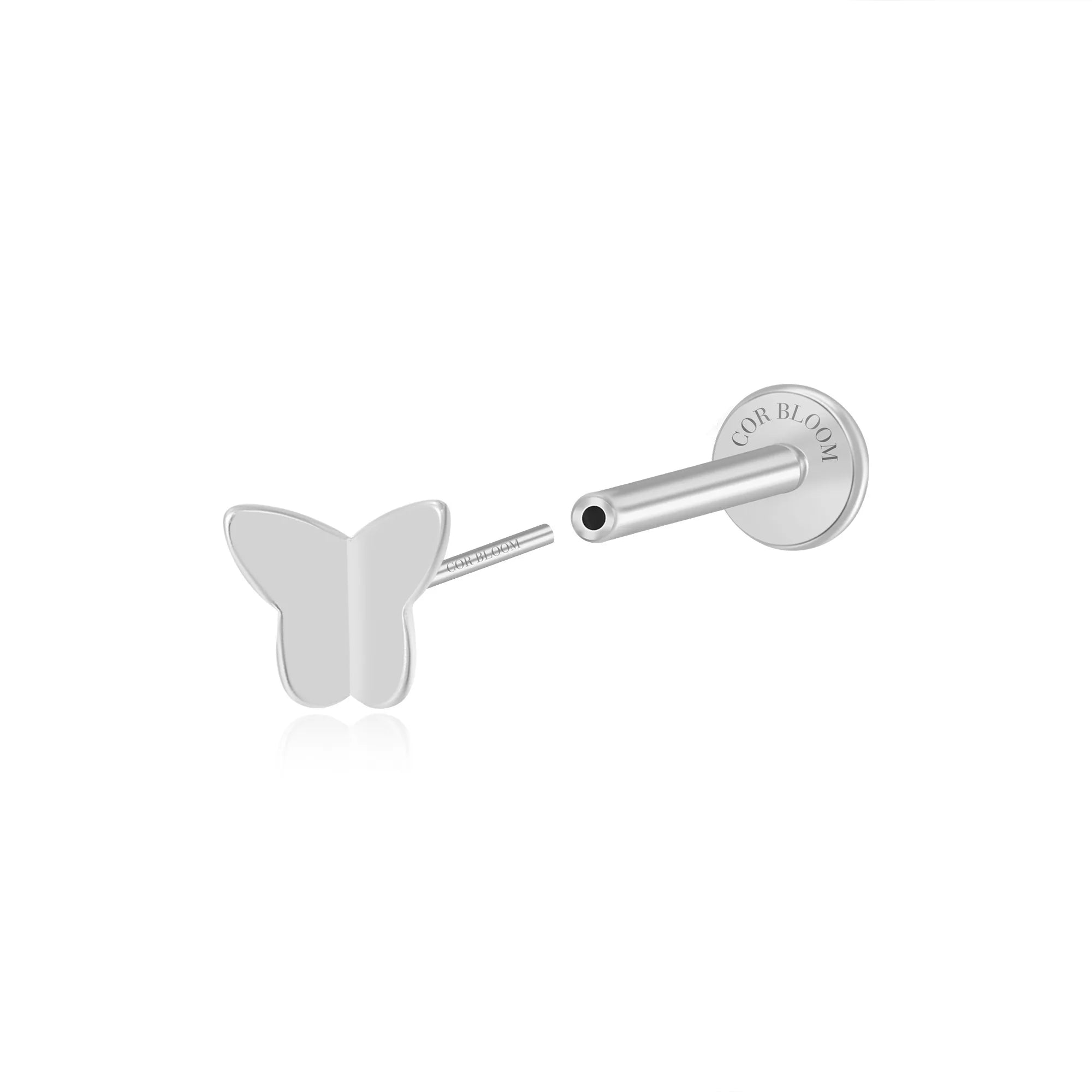 Solid Titanium Athena Butterfly Flat Back Stud