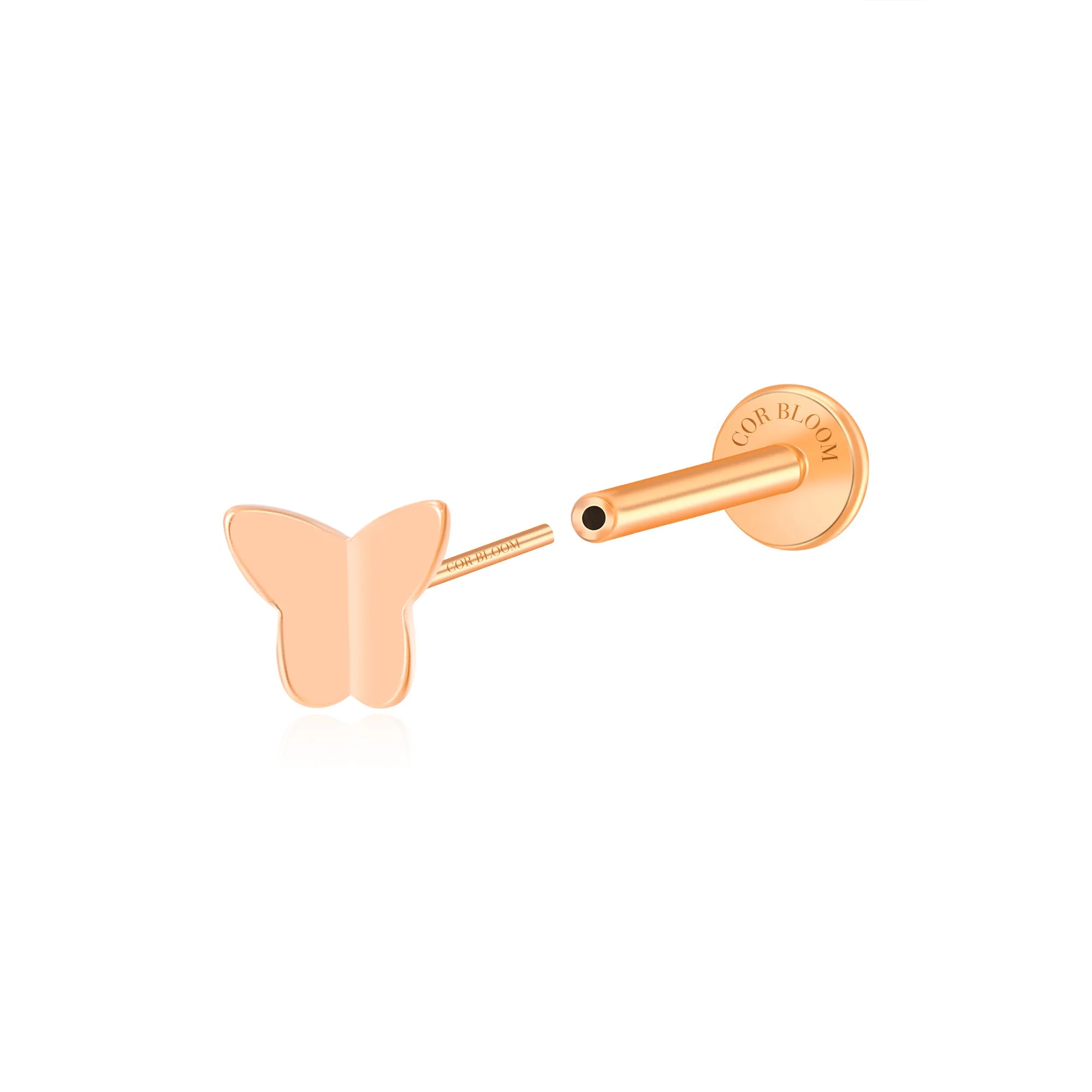 Solid Titanium Athena Butterfly Flat Back Stud