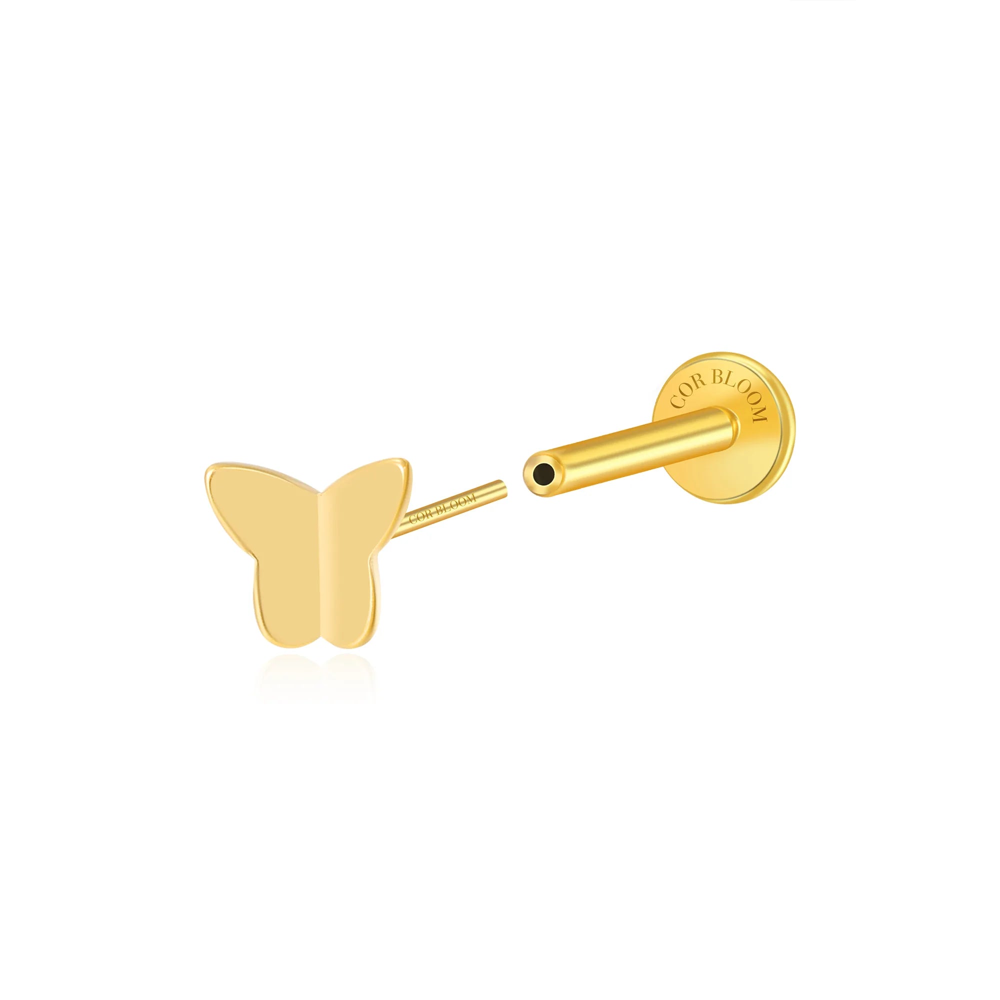 Solid Titanium Athena Butterfly Flat Back Stud