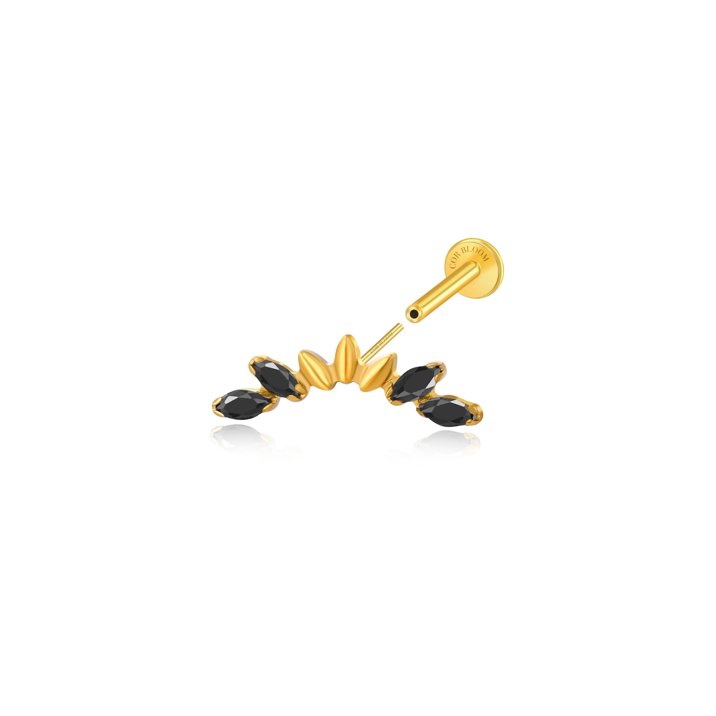 Titanium Seven-Petal Stud - Black Spinel