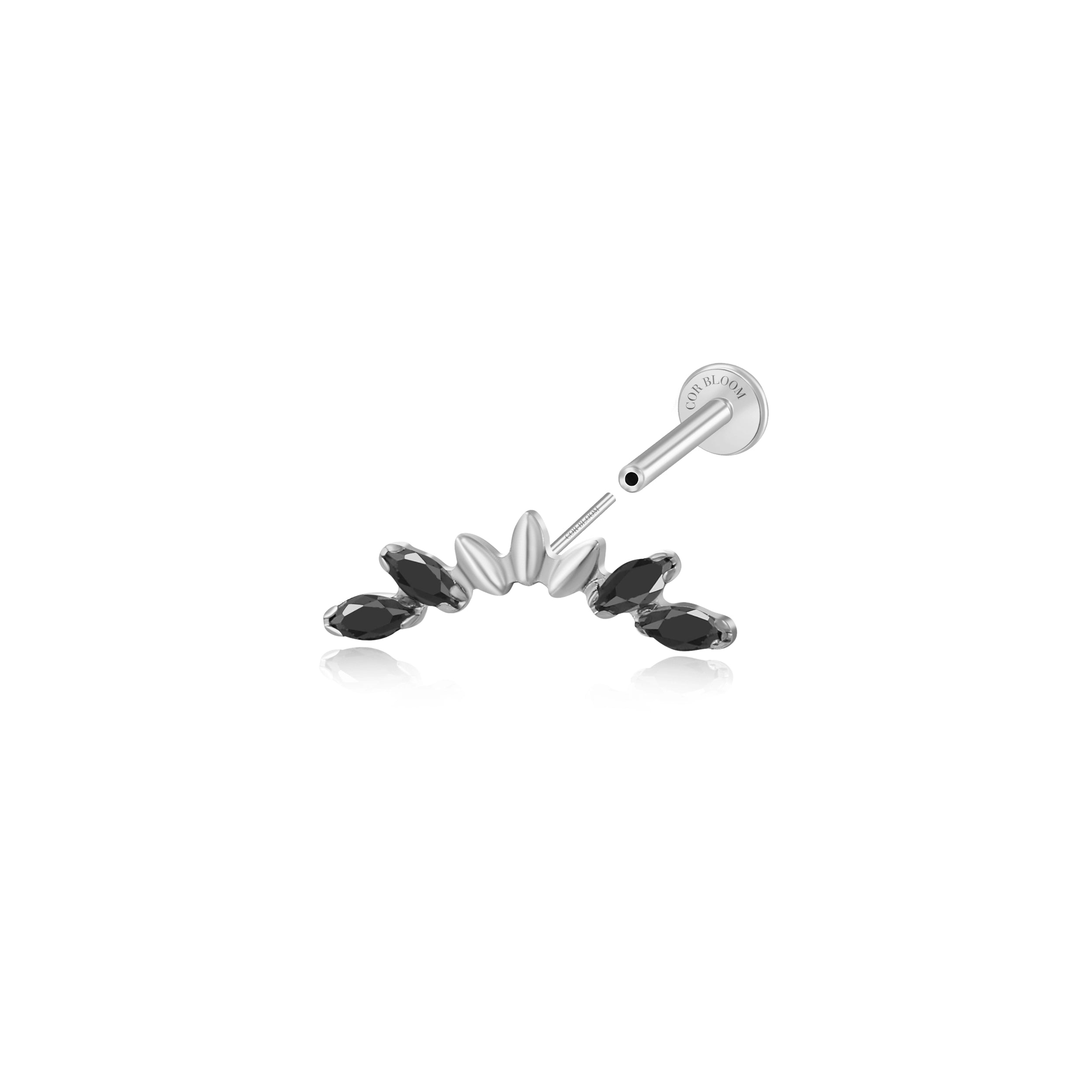 Titanium Seven-Petal Stud - Black Spinel