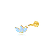 Titanium Kratos 3-Petal Baby Blue Opal Stud