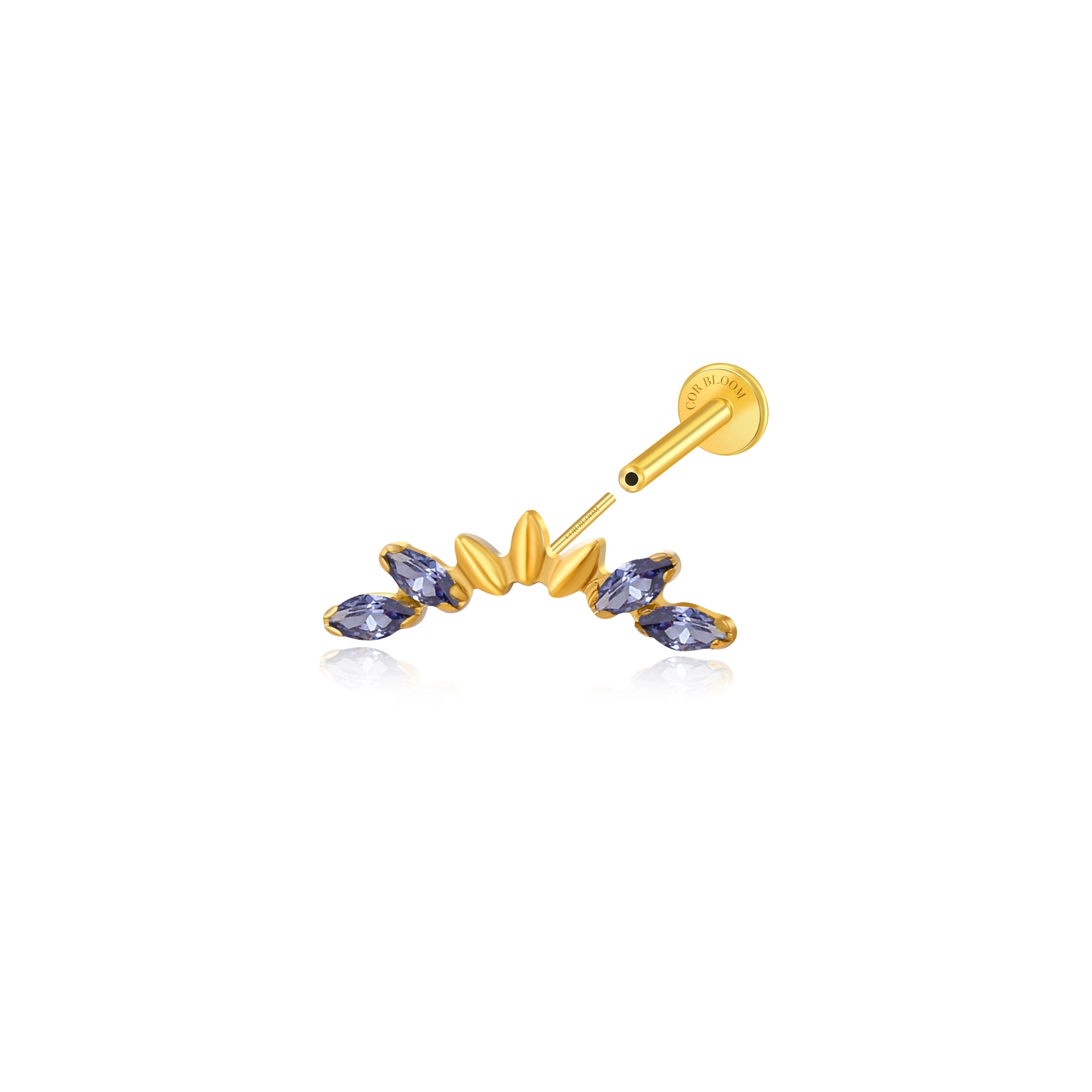 Titanium Seven-Petal Stud - Tanzanite