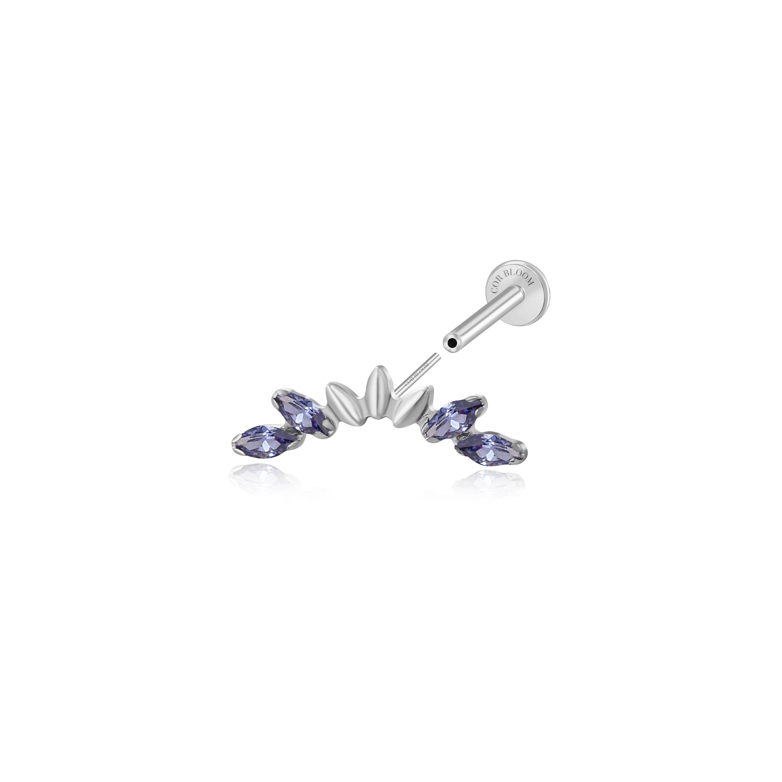 Titanium Seven-Petal Stud - Tanzanite