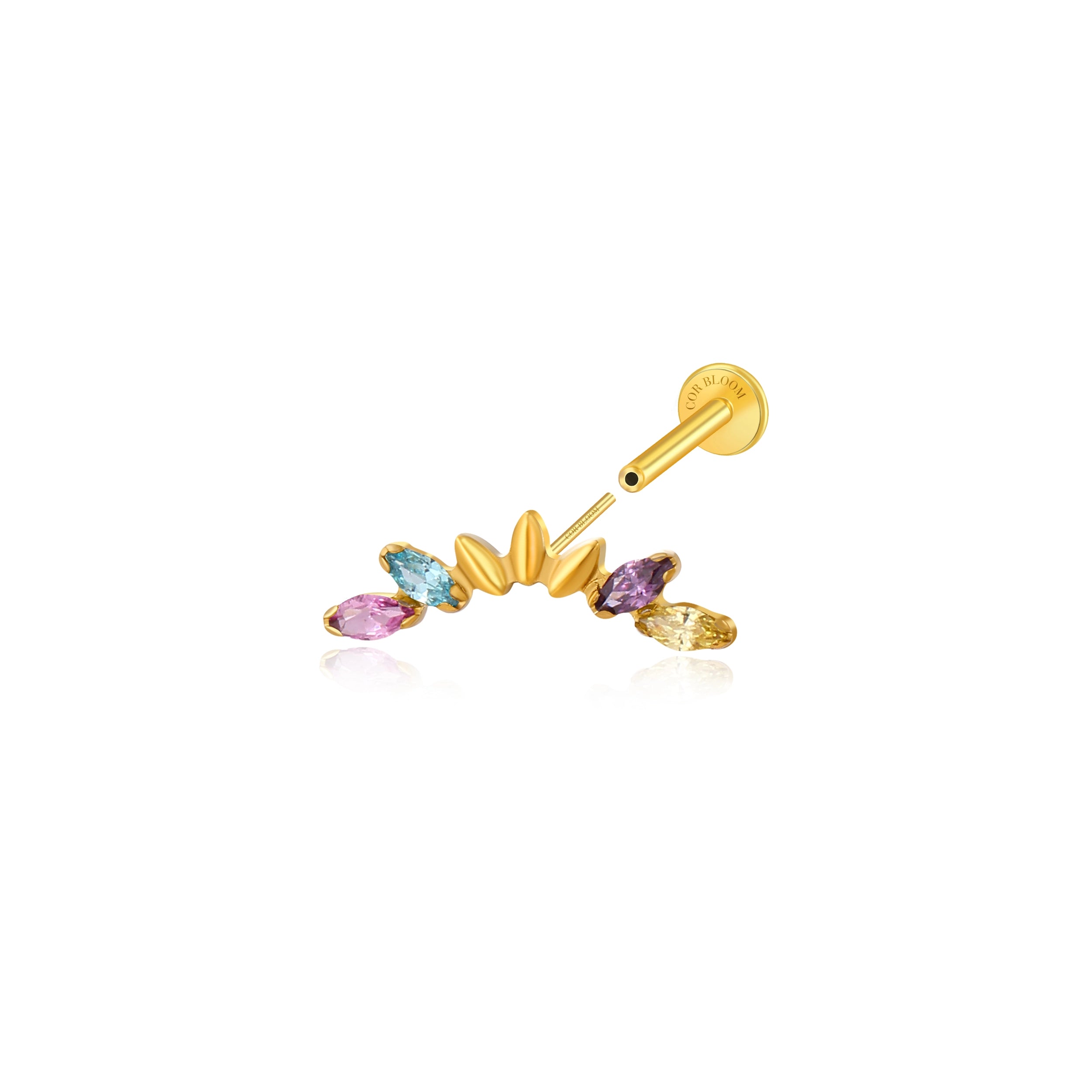 Titanium Seven-Petal Stud - Rainbow