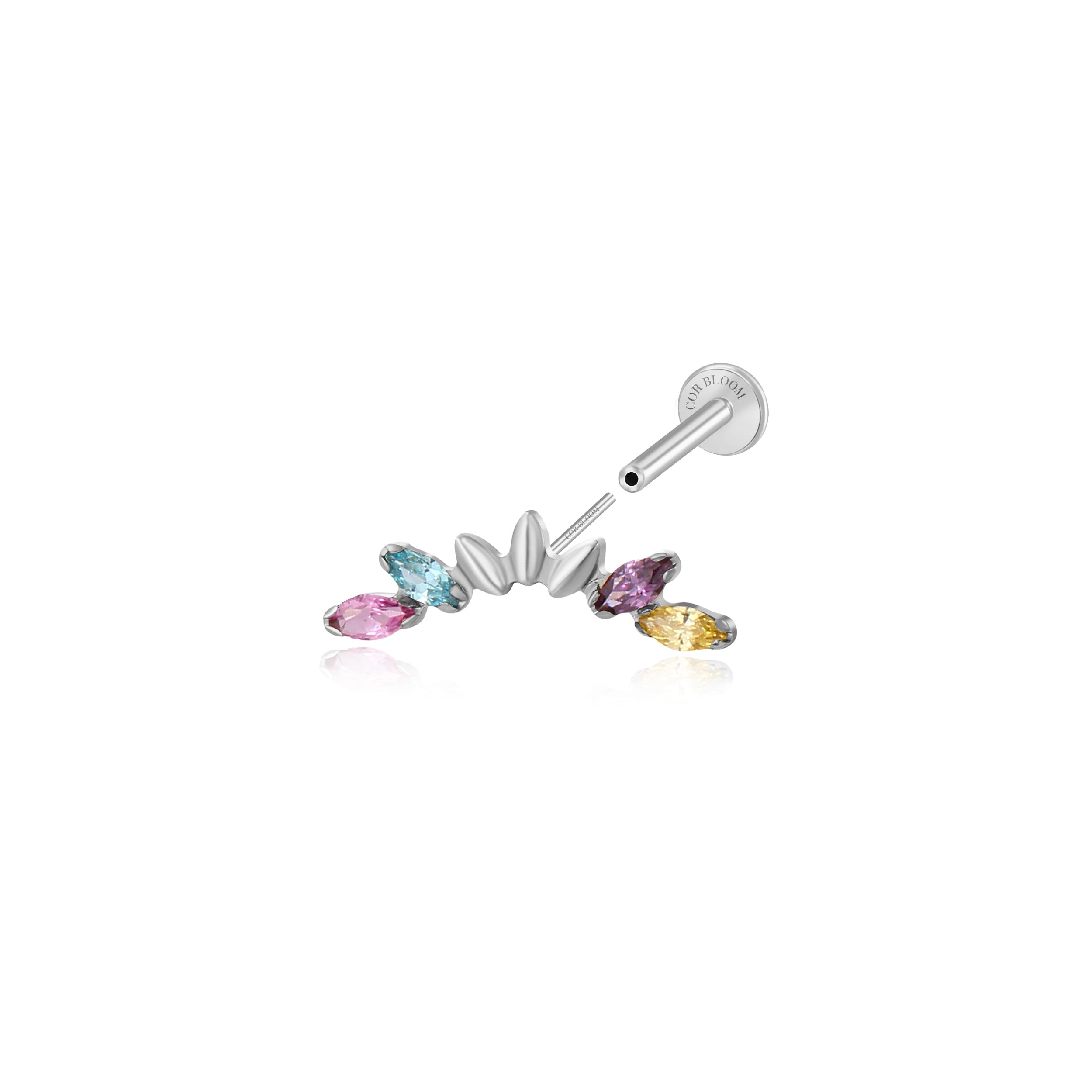 Titanium Seven-Petal Stud - Rainbow