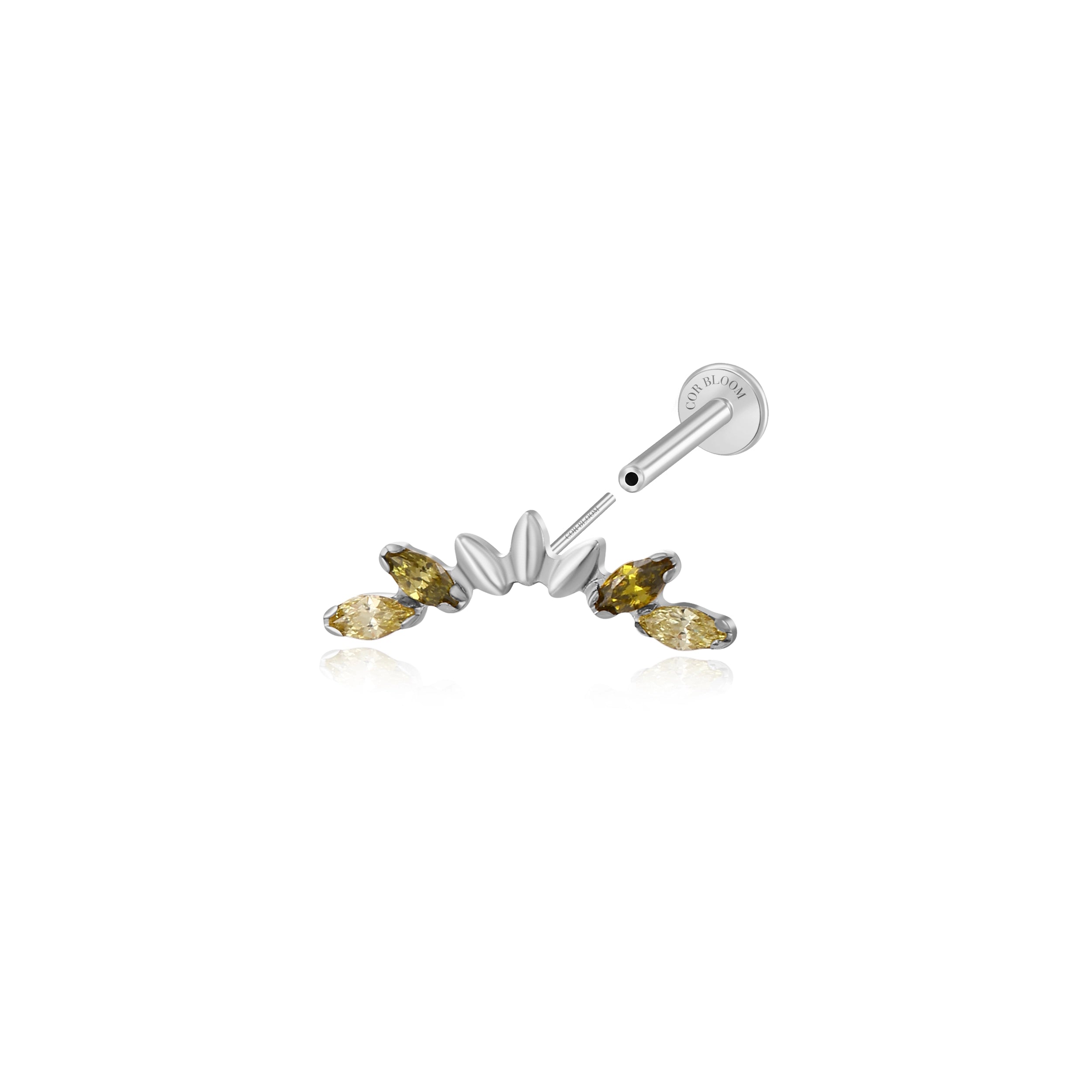 Titanium Seven-Petal Stud - Peridot
