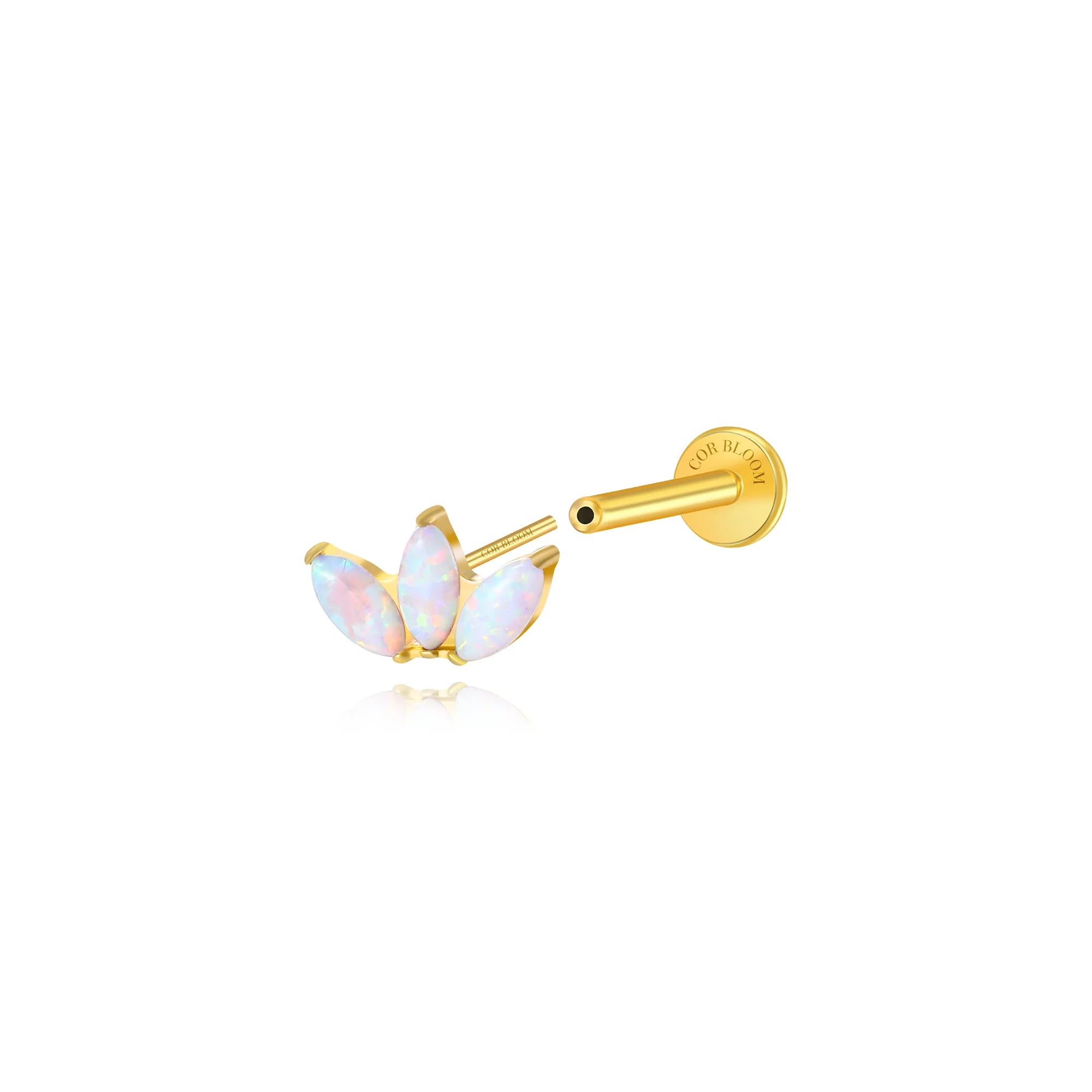 Titanium Kratos 3-Petal White Opal Stud
