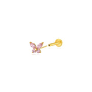 Titanium Liberty Pink Butterfly Flat Back Stud