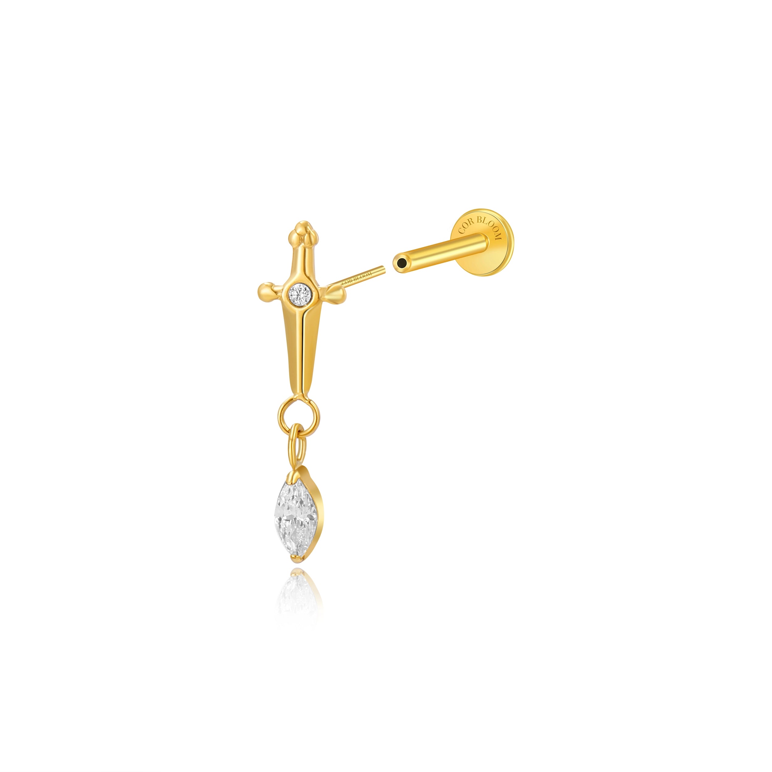 Titanium Diamond Sword with Dangling Marquise