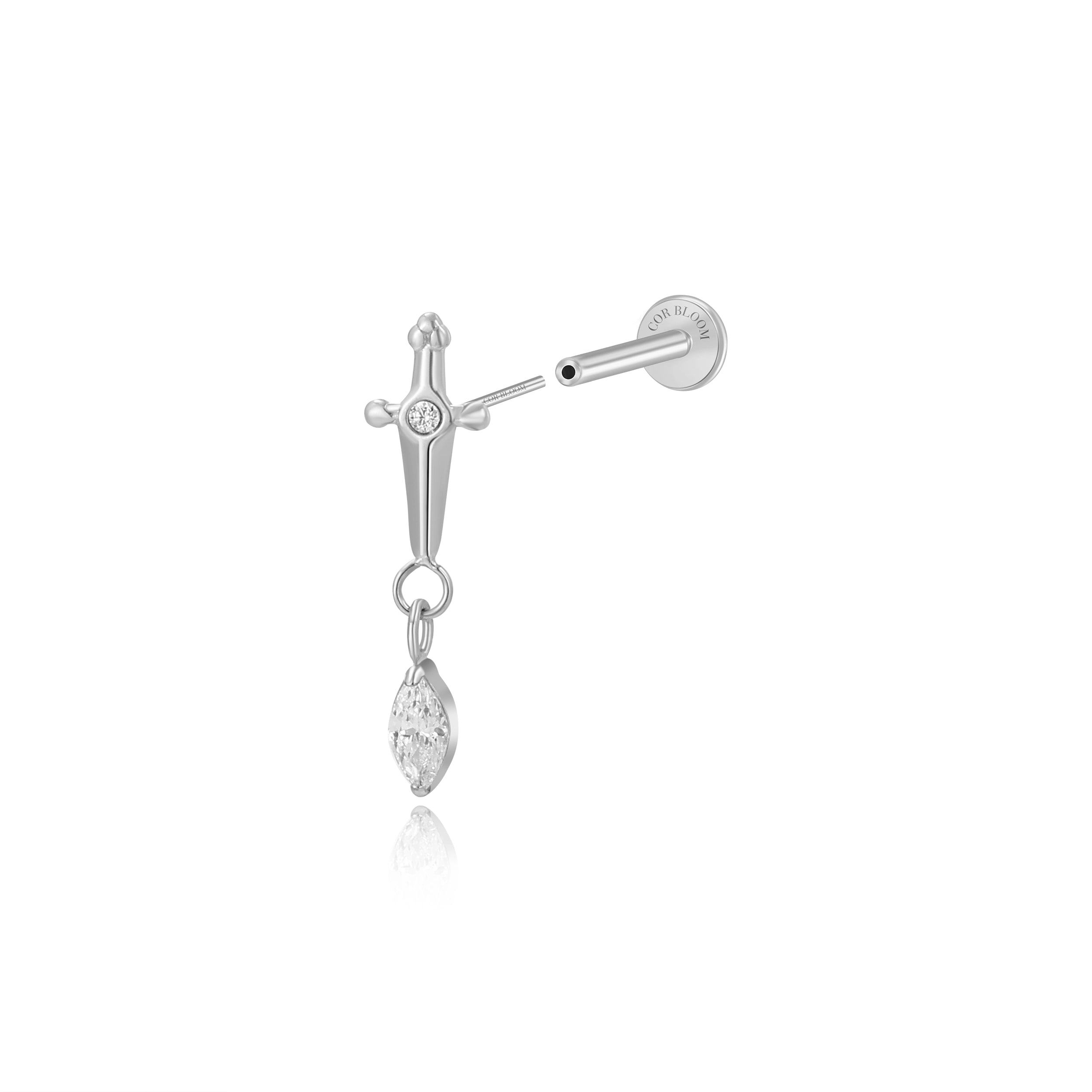 Titanium Diamond Sword with Dangling Marquise