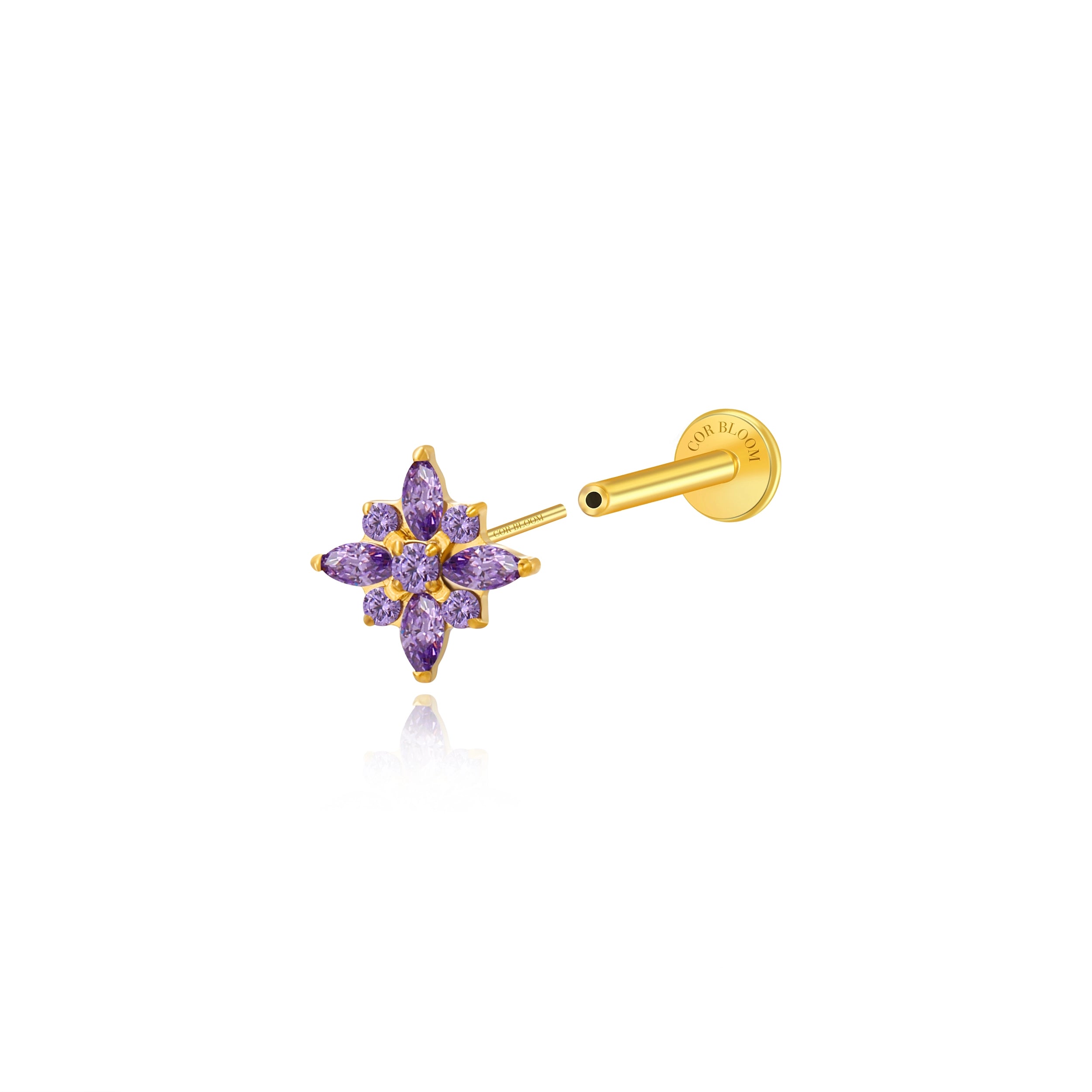 Titanium Theodora Amethyst Spring Flower Stud