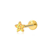 Yellow Opal Jasmine Flower Flat Back Stud