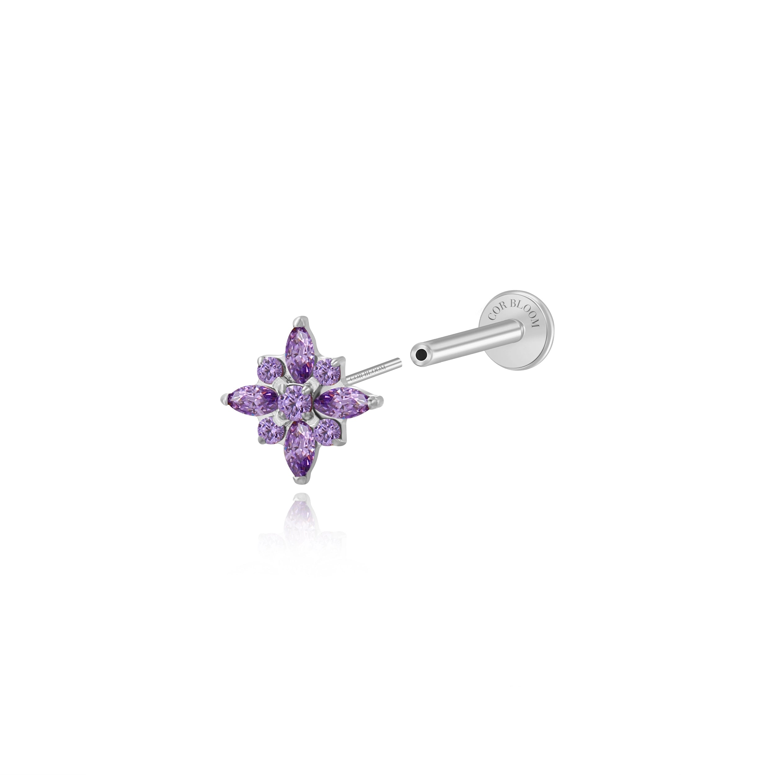 Titanium Theodora Amethyst Spring Flower Stud