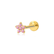 Violet Flame Opal Jasmine Flower Flat Back Stud