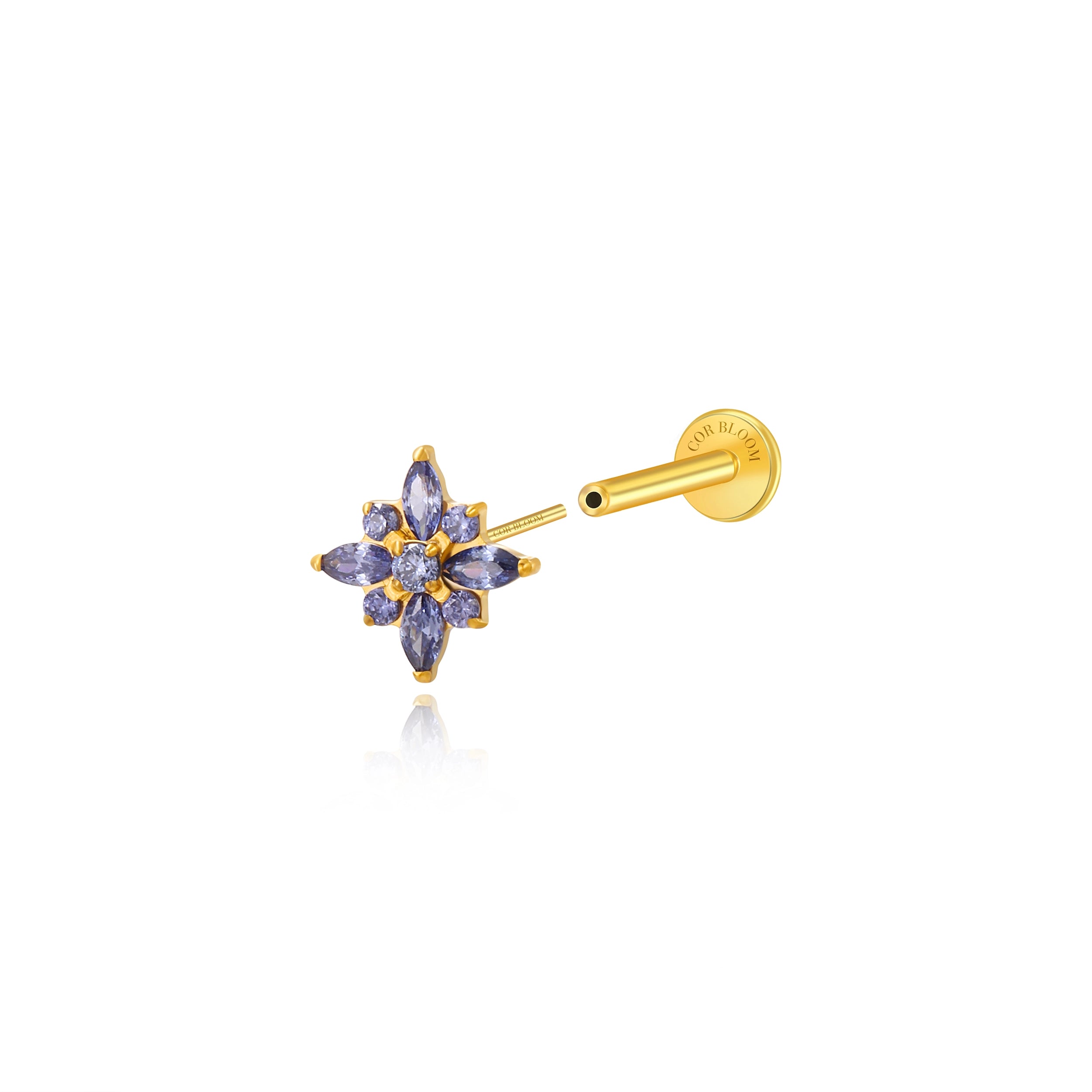 Titanium Theodora Tanzanite Spring Flower Stud
