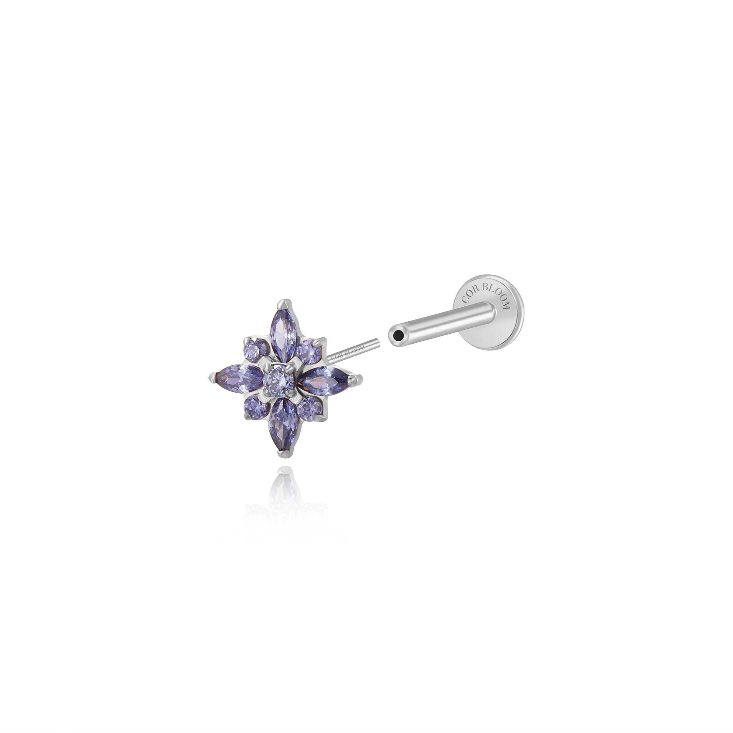 Titanium Theodora Tanzanite Spring Flower Stud