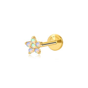 Sky Blue Opal Jasmine Flower Flat Back Stud