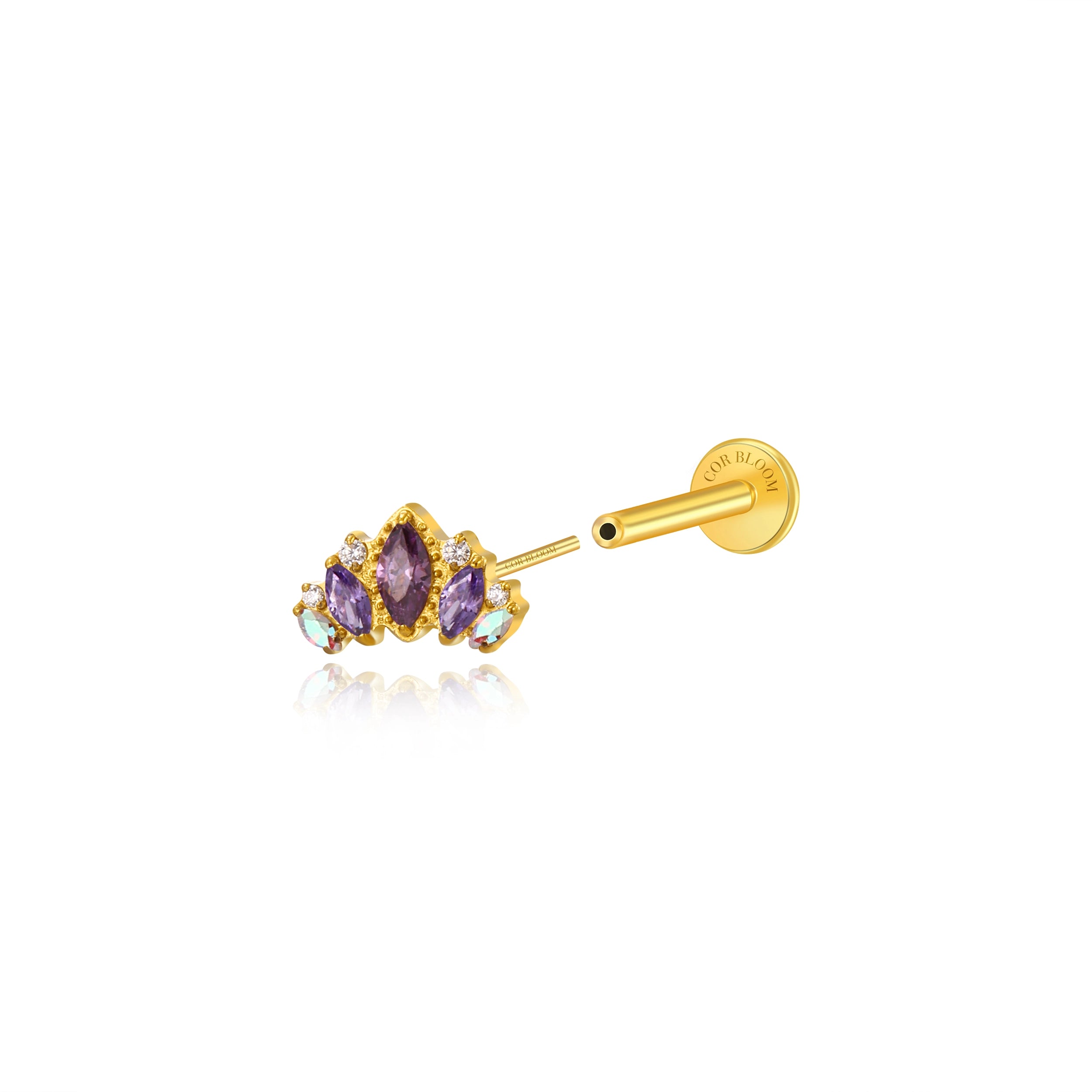 Titanium Atlas Amethyst Crown Stud