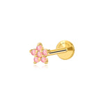 Pink Opal Jasmine Flower Flat Back Stud