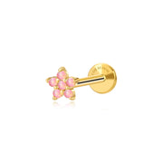 Pink Opal Jasmine Flower Flat Back Stud