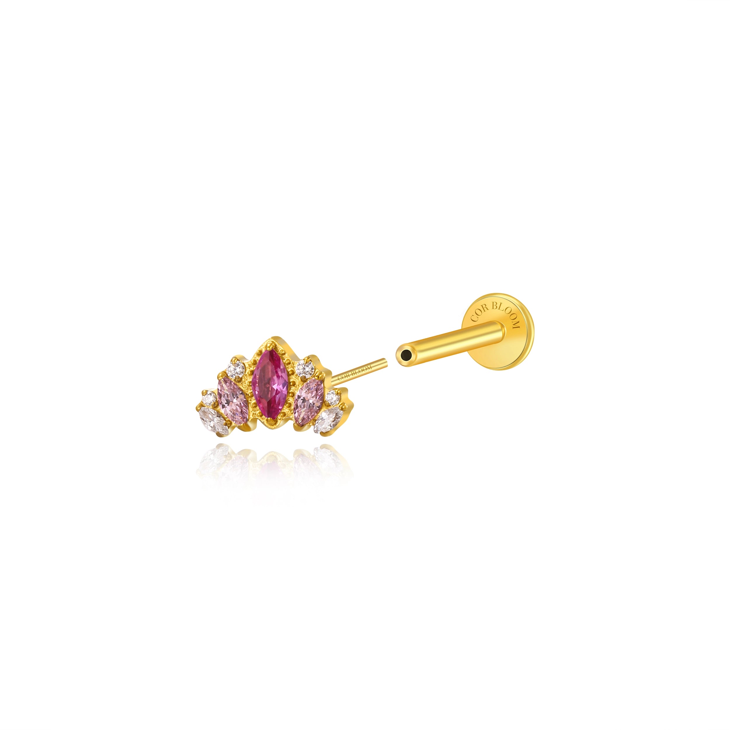 Titanium Atlas Gradient Pink Crown Stud