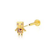 Titanium Magical Mr. Robot Flat Back Stud - Lavender Heart