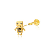 Titanium Magical Mr. Robot Flat Back Stud - Black Heart