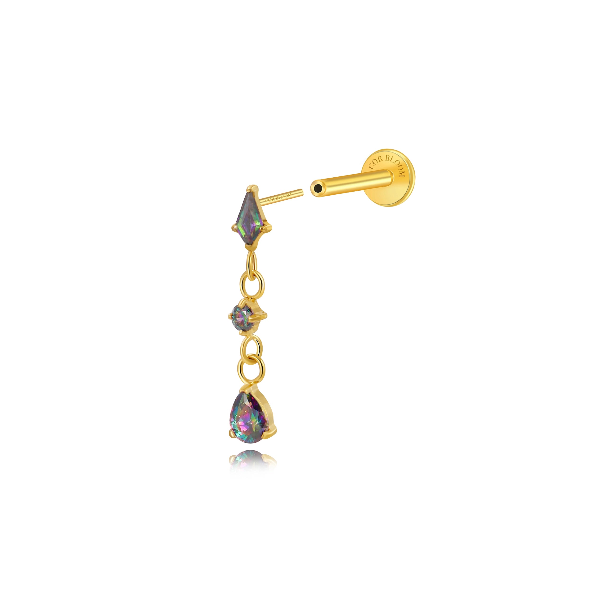Titanium Adonis Dangling Stud - Dark Iridescent