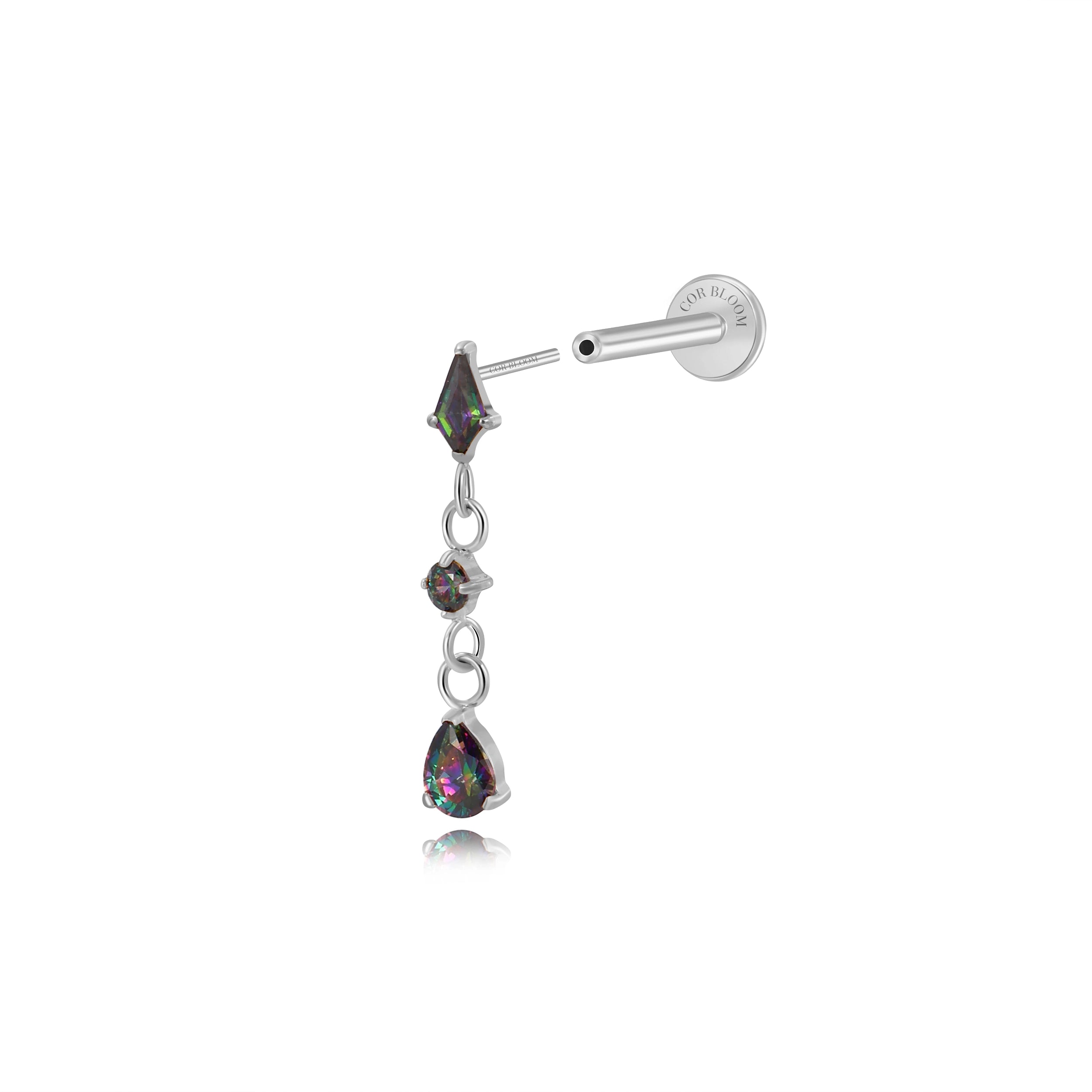 Titanium Adonis Dangling Stud - Dark Iridescent