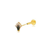 Titanium Darius Moss Agate Kite Stud