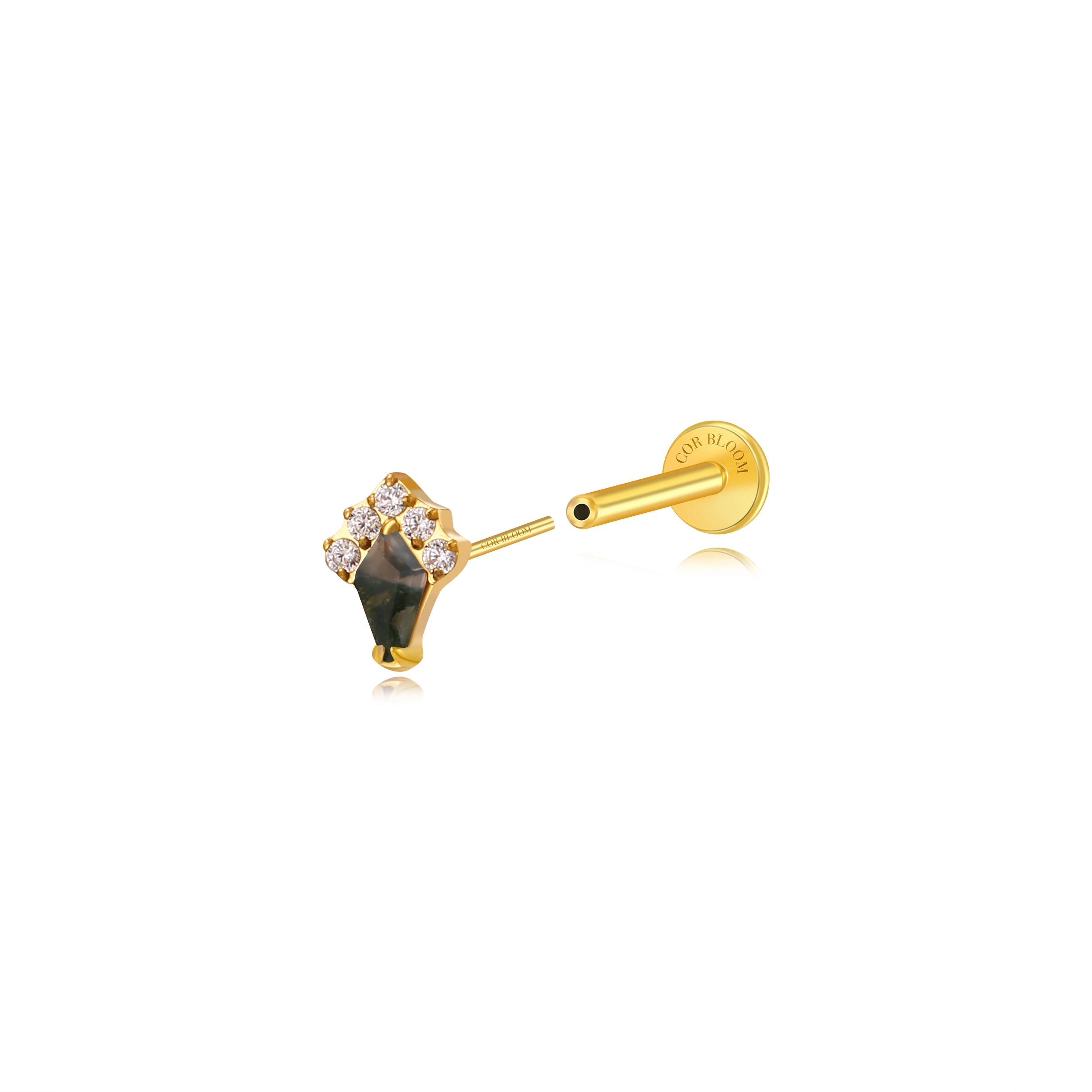 Titanium Darius Moss Agate Kite Stud