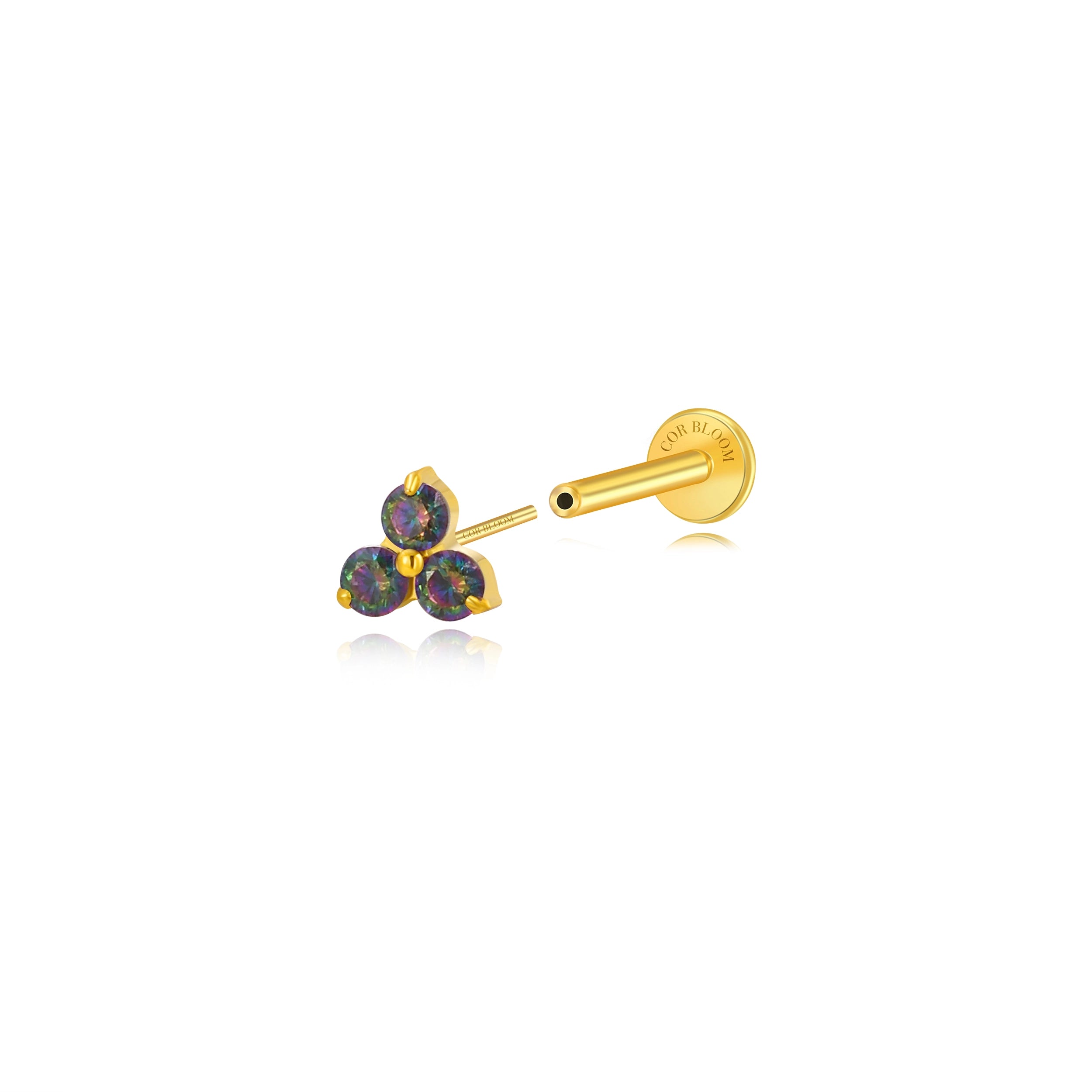Titanium Athina Mini Triangle Stud - Dark Iridescent