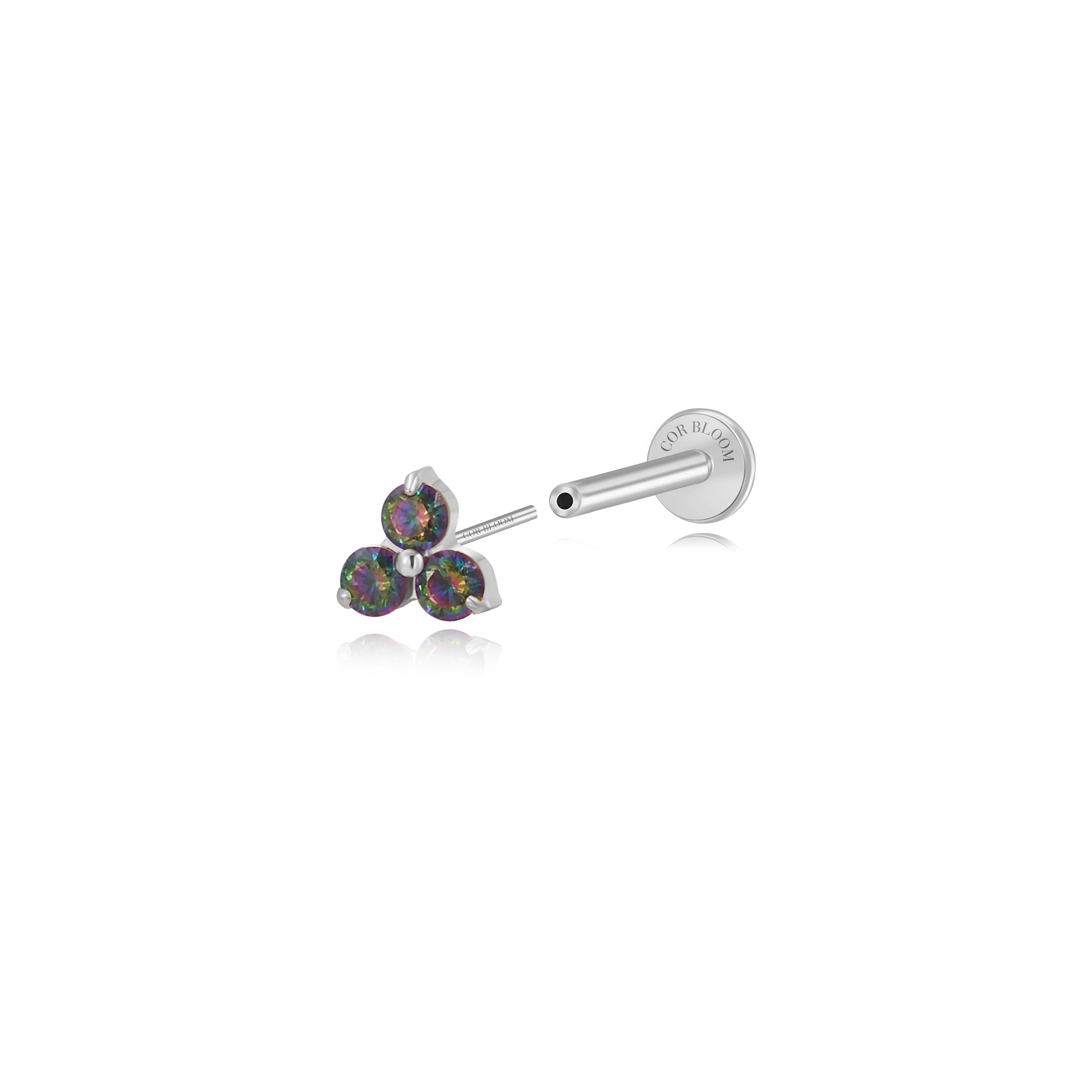 Titanium Athina Mini Triangle Stud - Dark Iridescent