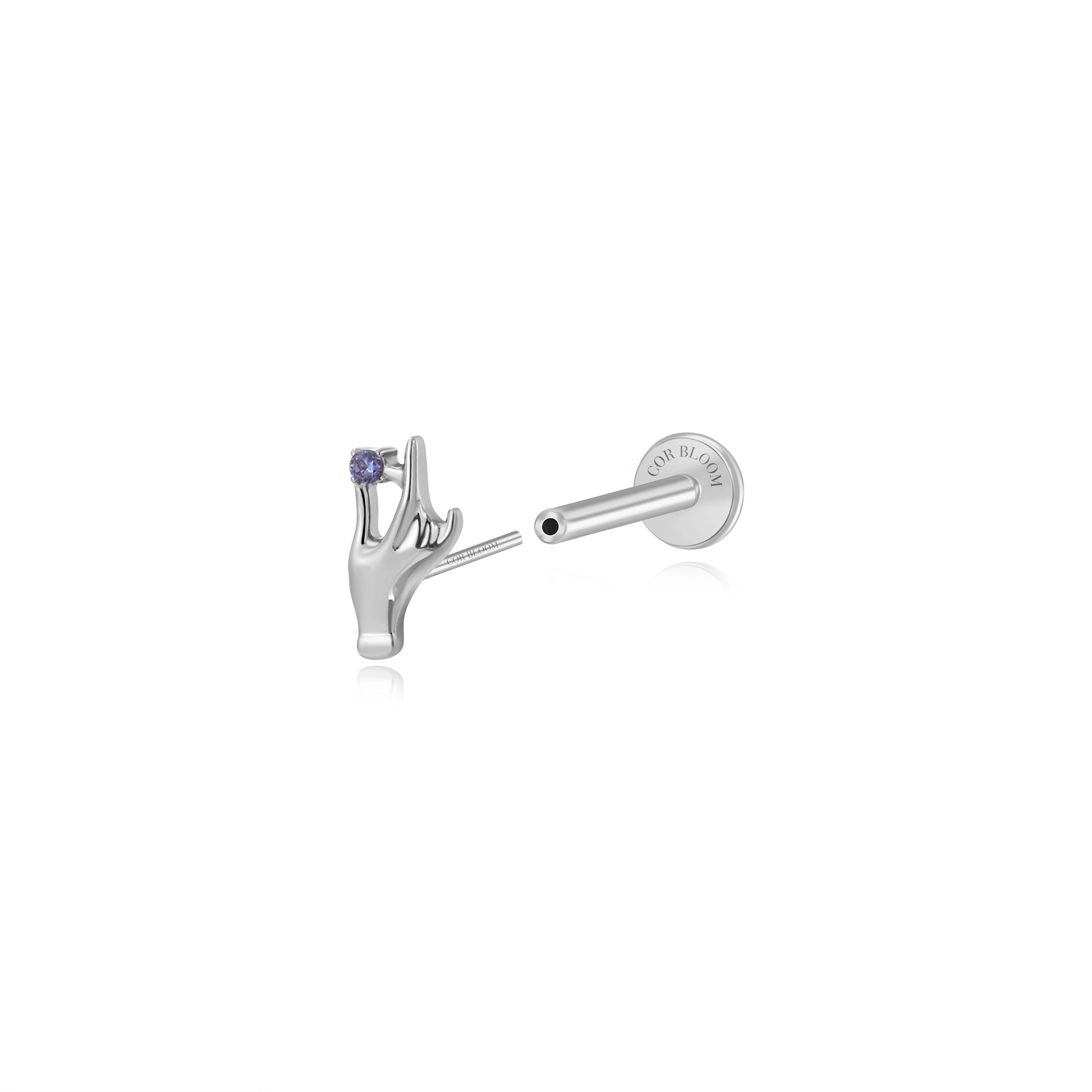 Titanium Fingers of Fate Stud - Tanzanite