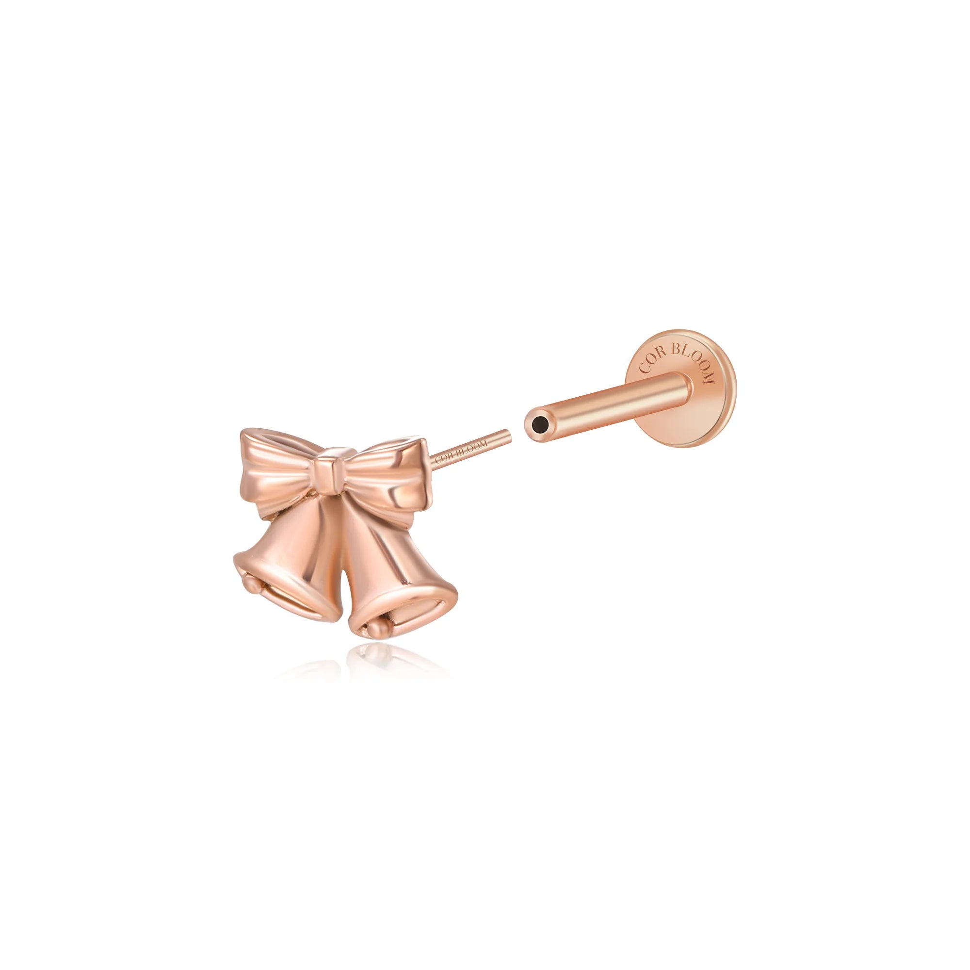 Solid Titanium Jingle Bells Flat Back Stud