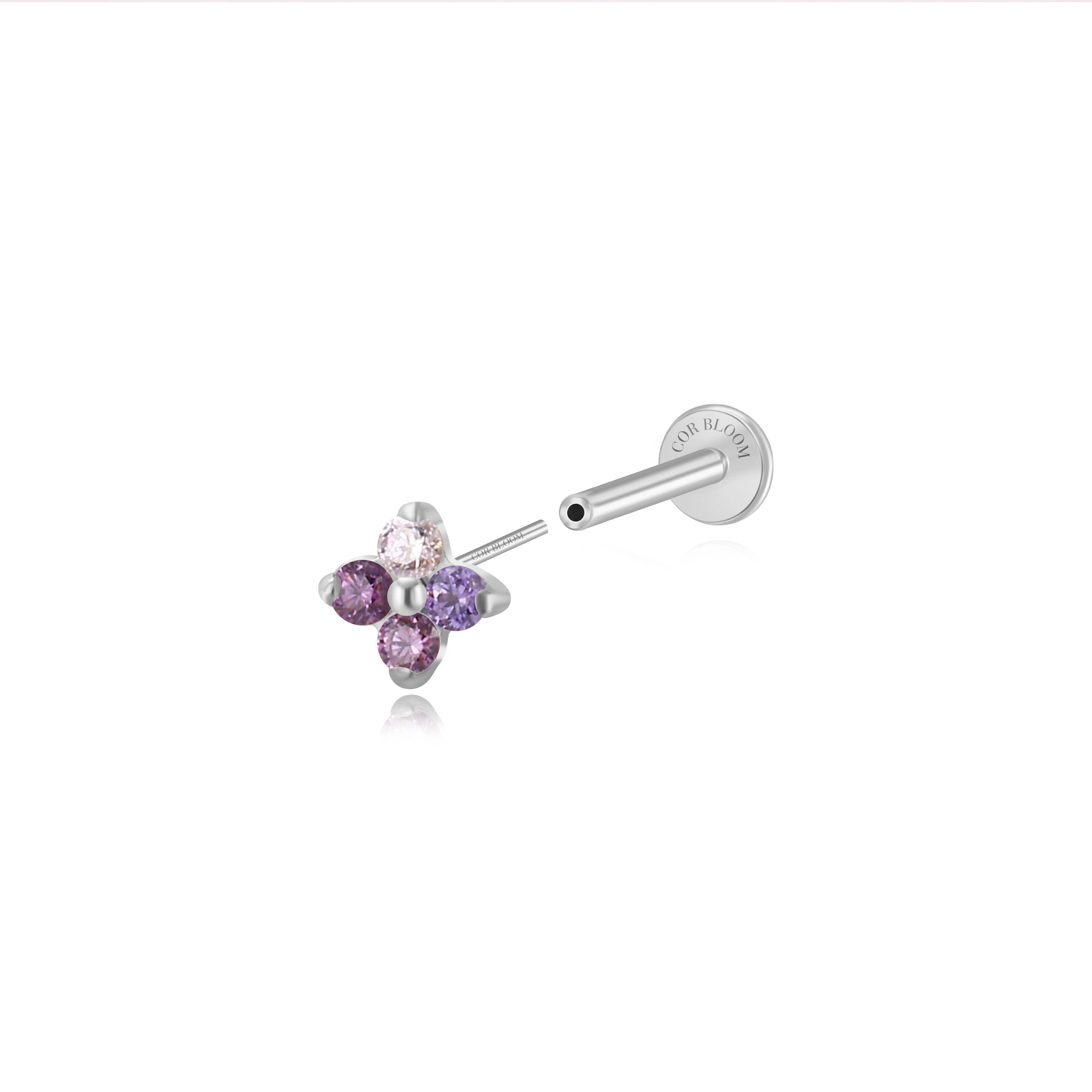 Titanium Aretha Gradient Amethyst Four-Clover Stud