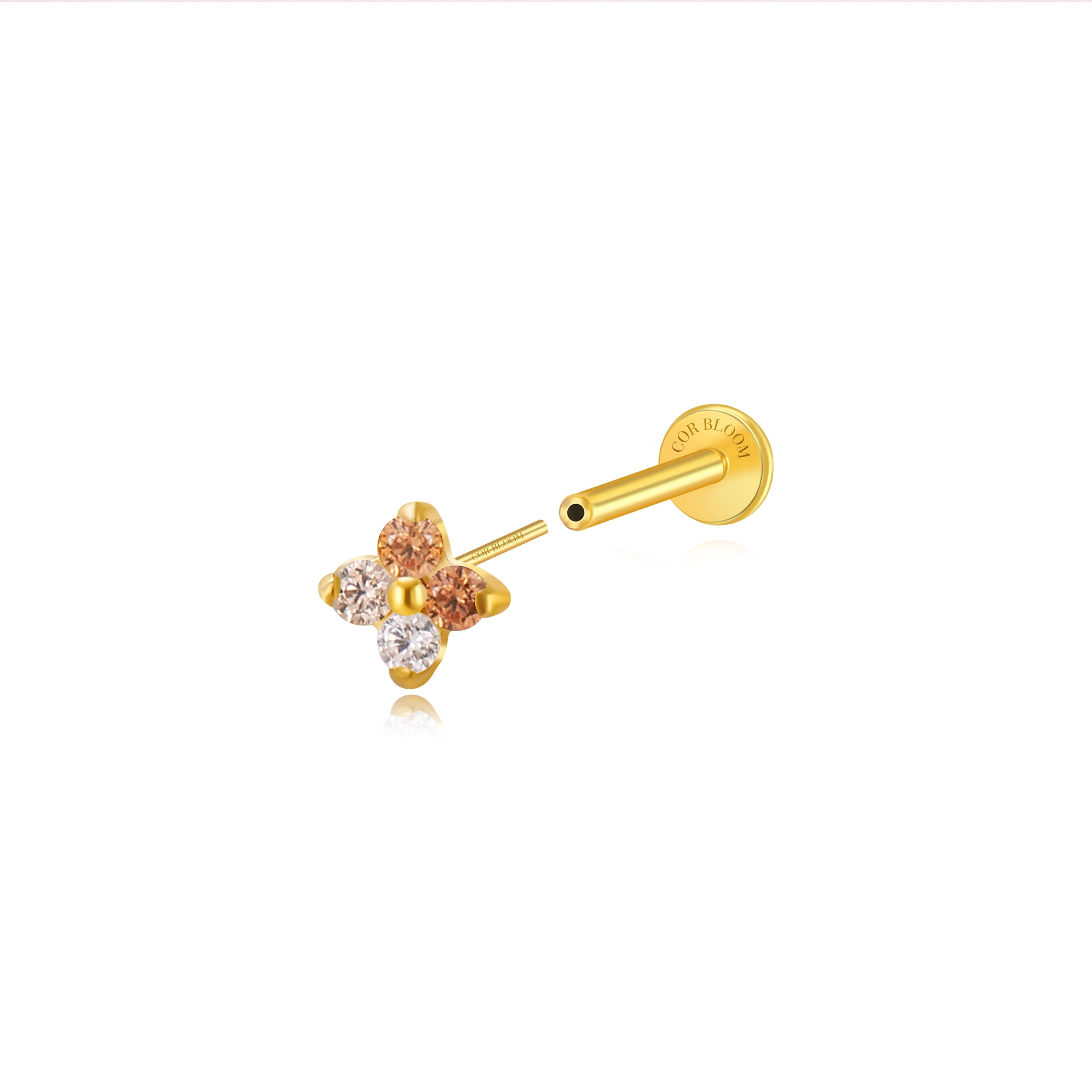 Titanium Aretha Gradient Champagne Four-Clover Stud