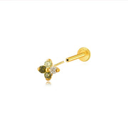 Titanium Aretha Gradient Peridot Four-Clover Stud