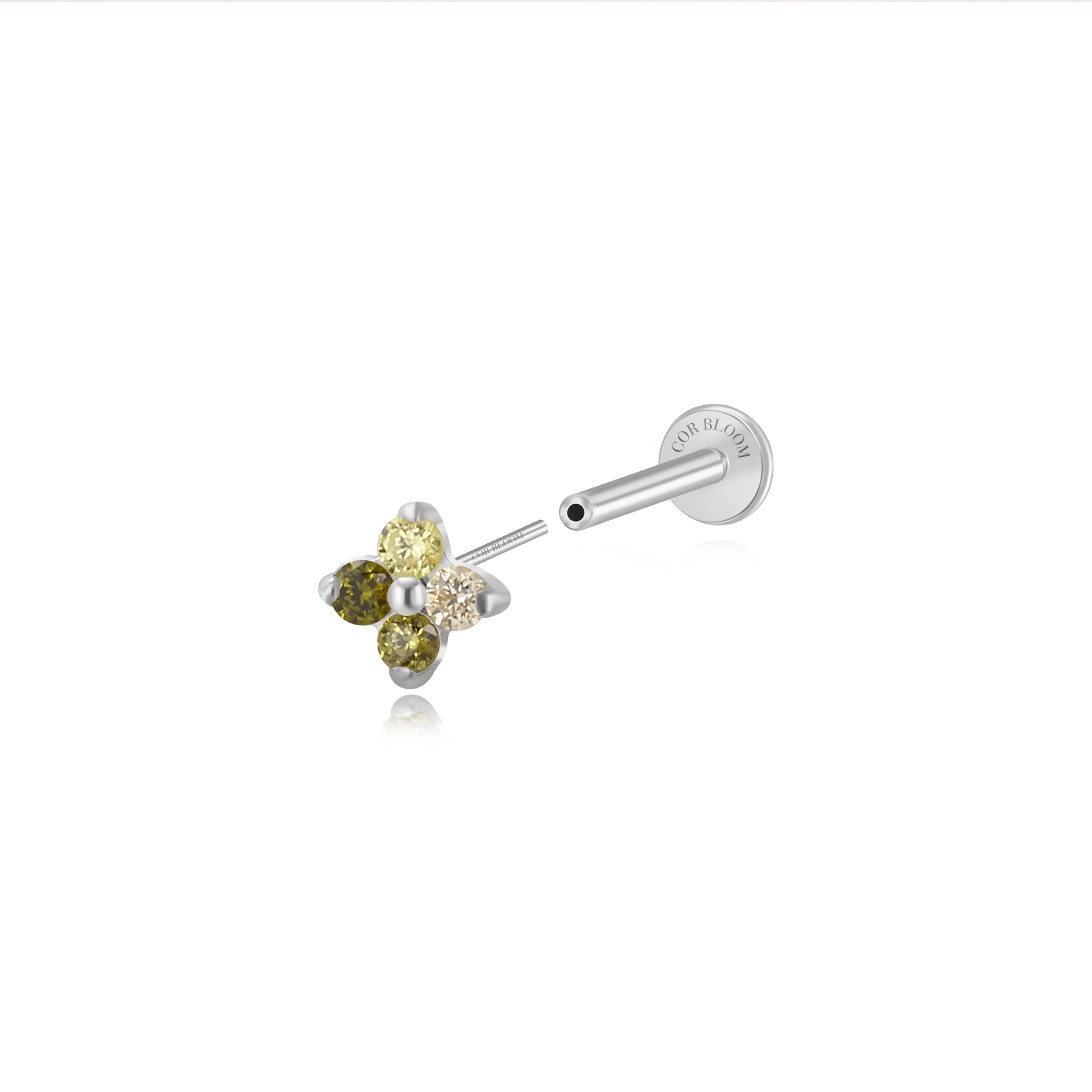 Titanium Aretha Gradient Peridot Four-Clover Stud